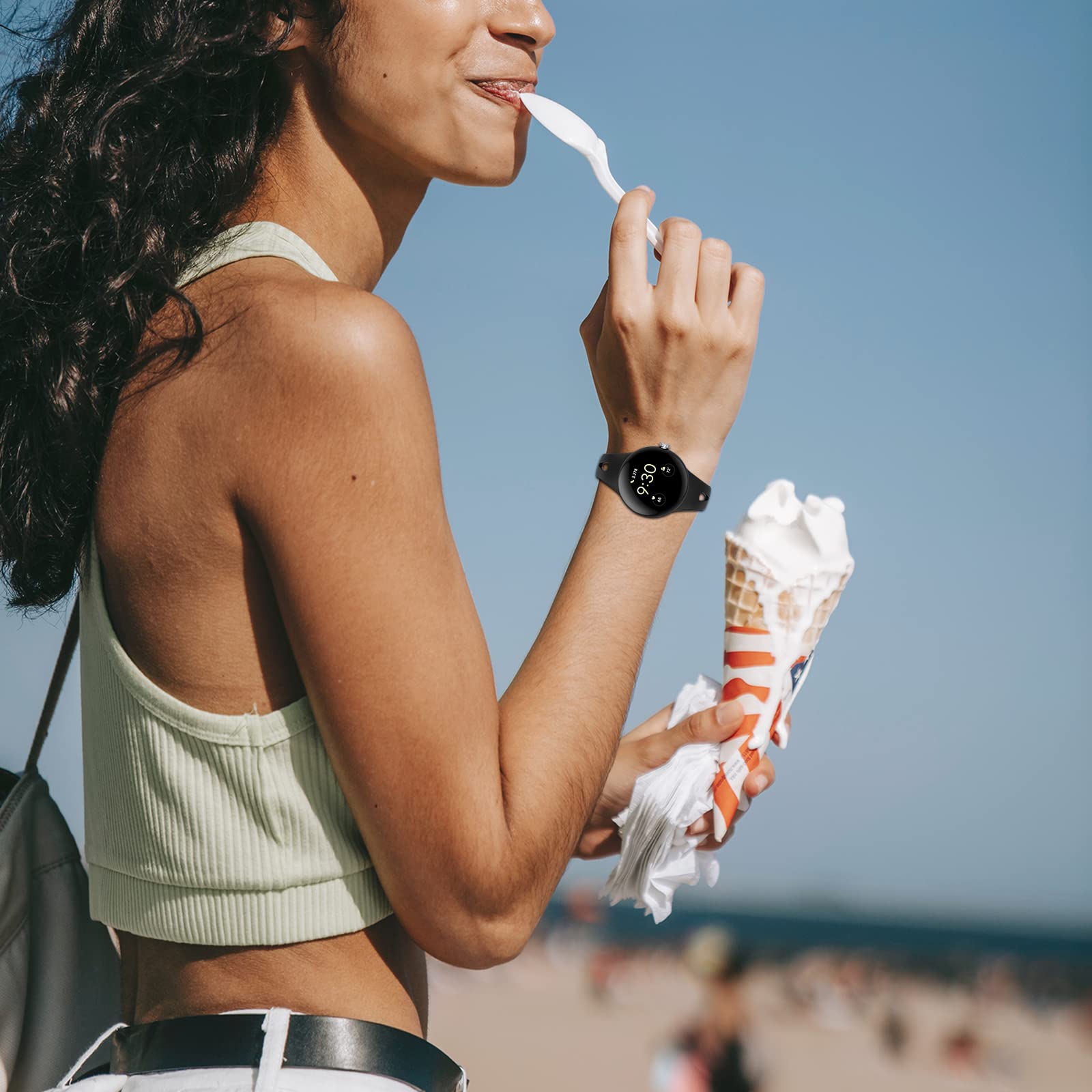 Ruentech Compatible With Google Pixel Watch Bands, Soft Silicone Replacement Straps Adjustable Sport Wristbands For Google Pixel