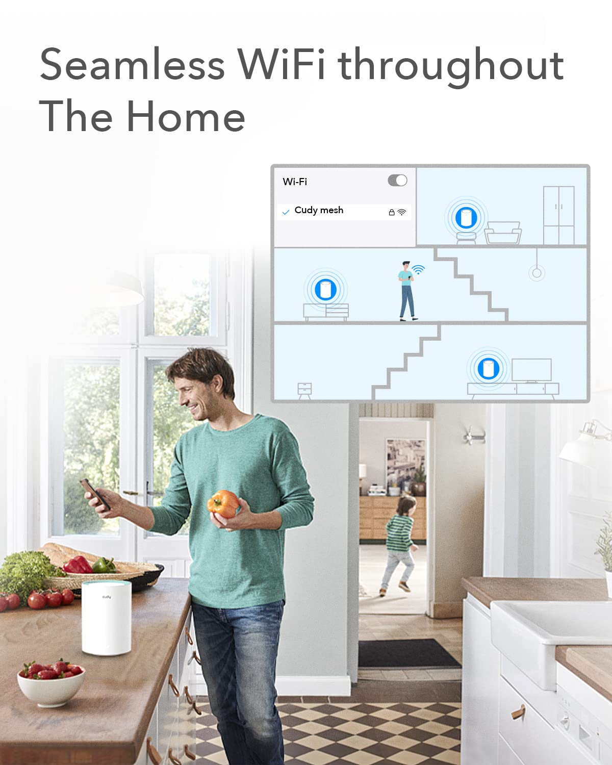 Cudy Ac1200 Gigabit Whole Mesh Wifi System, Dual Band, Wifi Extender, High Gain Antennas, Vpn, Cloudflare, Connect Up To 100 Dev
