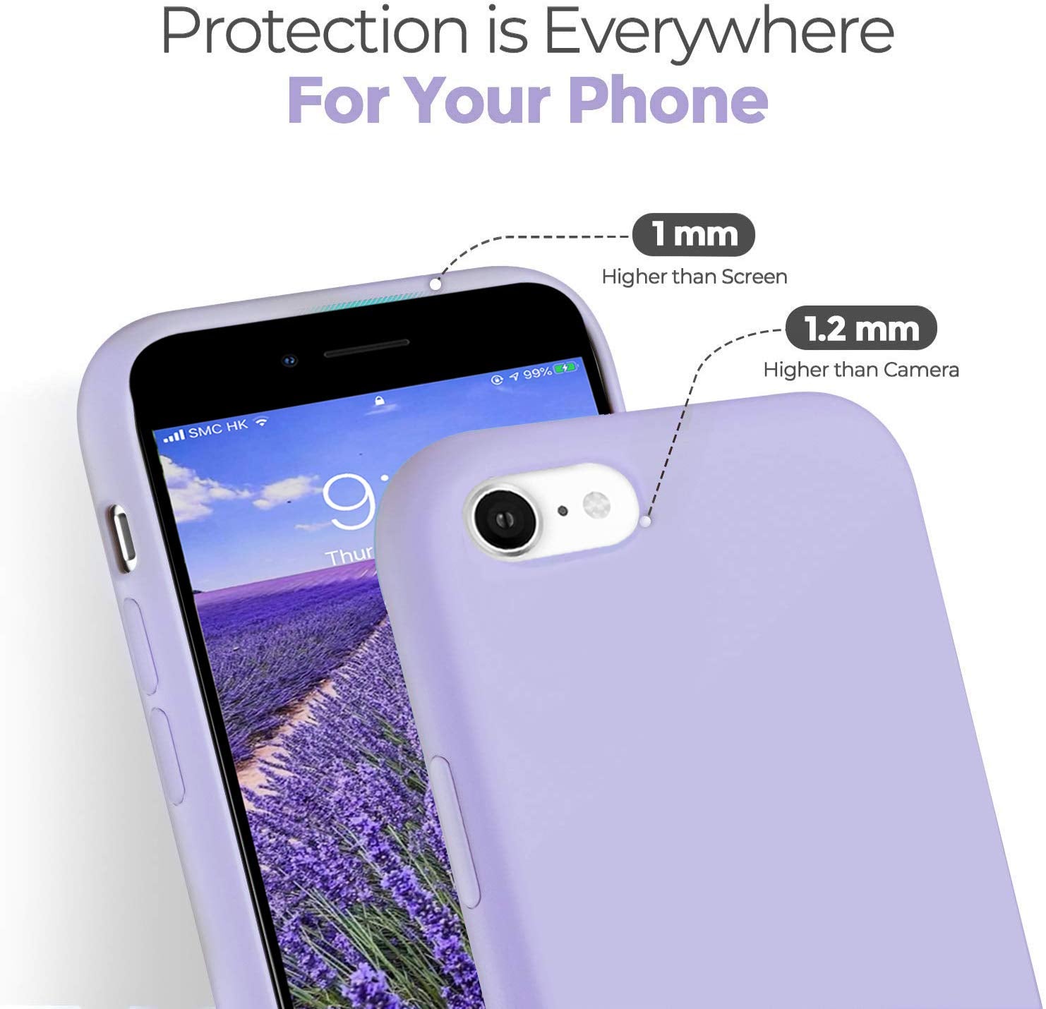 IceSword iPhone SE 3 2022 / SE 2020 / 7 / 8 Silicone Gel Rubber Phone Case Purple 4.7"