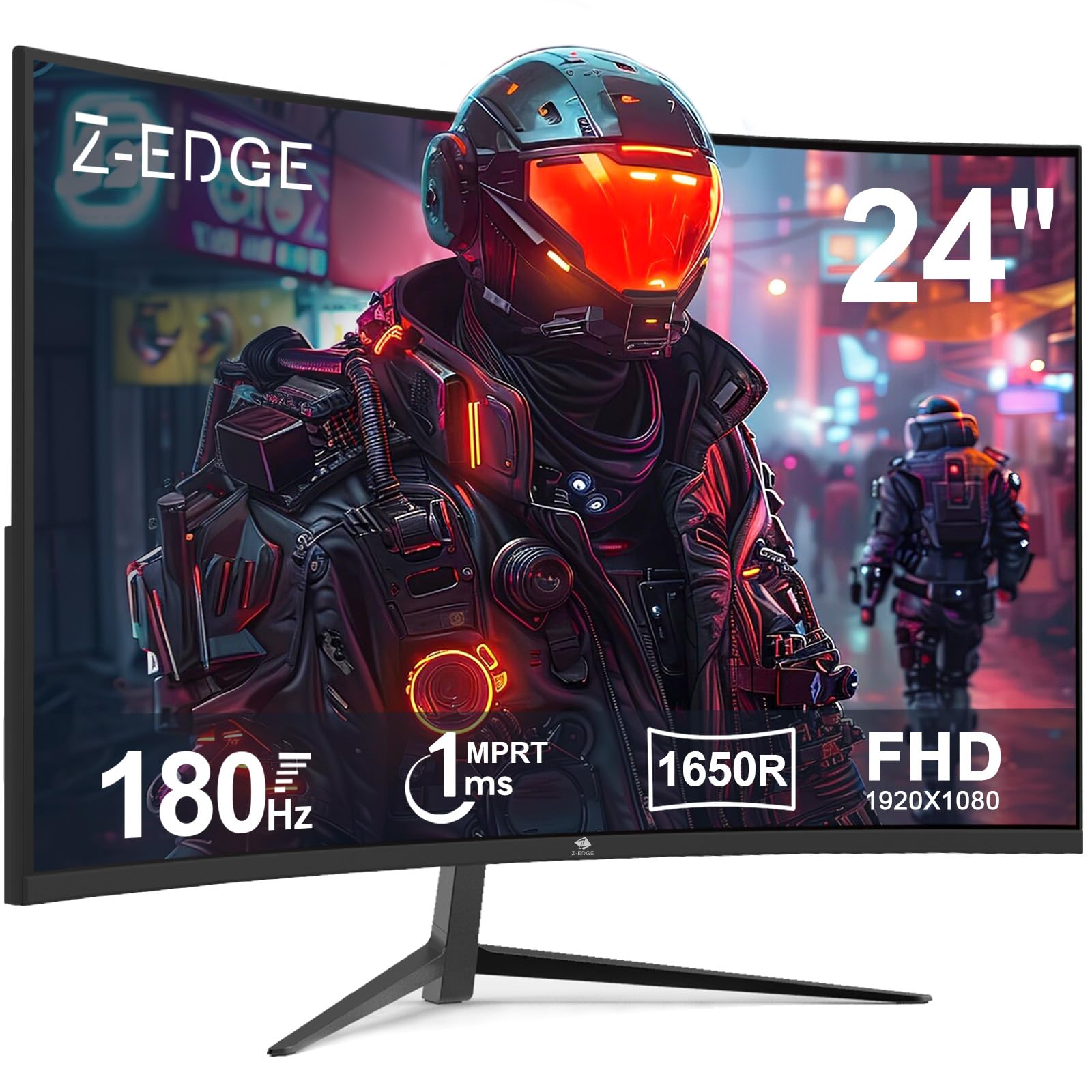 Z Edge 24 Inch Curved Gaming Monitor 180Hz Refresh Rate, 1Ms Mprt, Fhd 1080 Gaming Monitor, R1650 Curved, Ug24 Amd Freesync Premium Display
