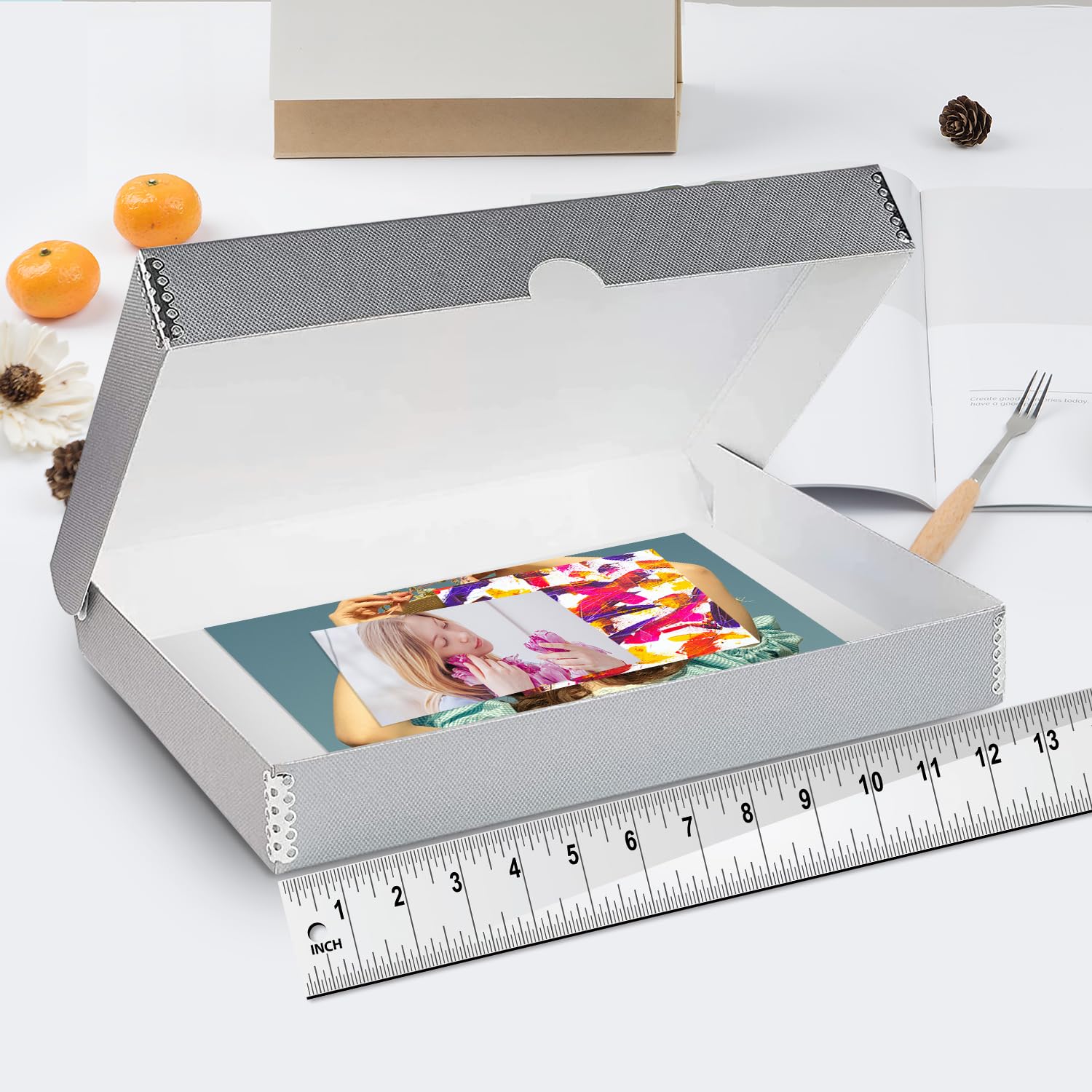 Lineco 9X12 Metallic Silver Clamshell Archival Folio Storage Box, 1.75' Deep. Acid Free With Metal Edge. Preserves Picture, Organize Photos Or Documents, Crafts, Diy.