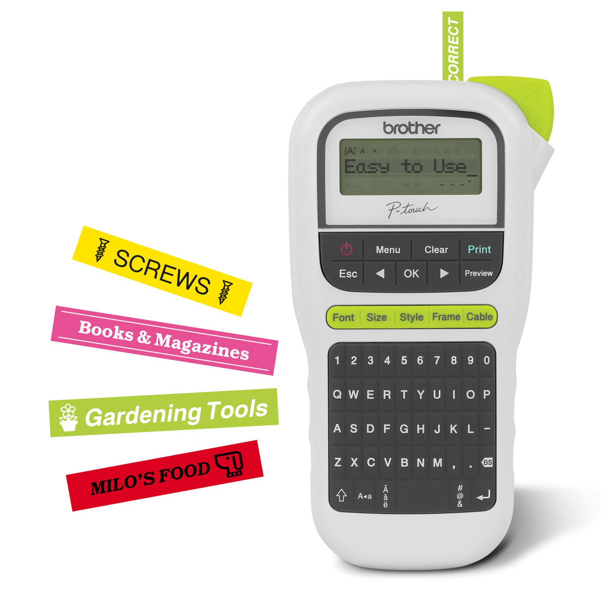 Brother P-Touch Label Maker, PTH110, Thermal Transfer Inkless Pocket Printer, Portable, Lightweight QWERTY Keyboard, One-Touch K