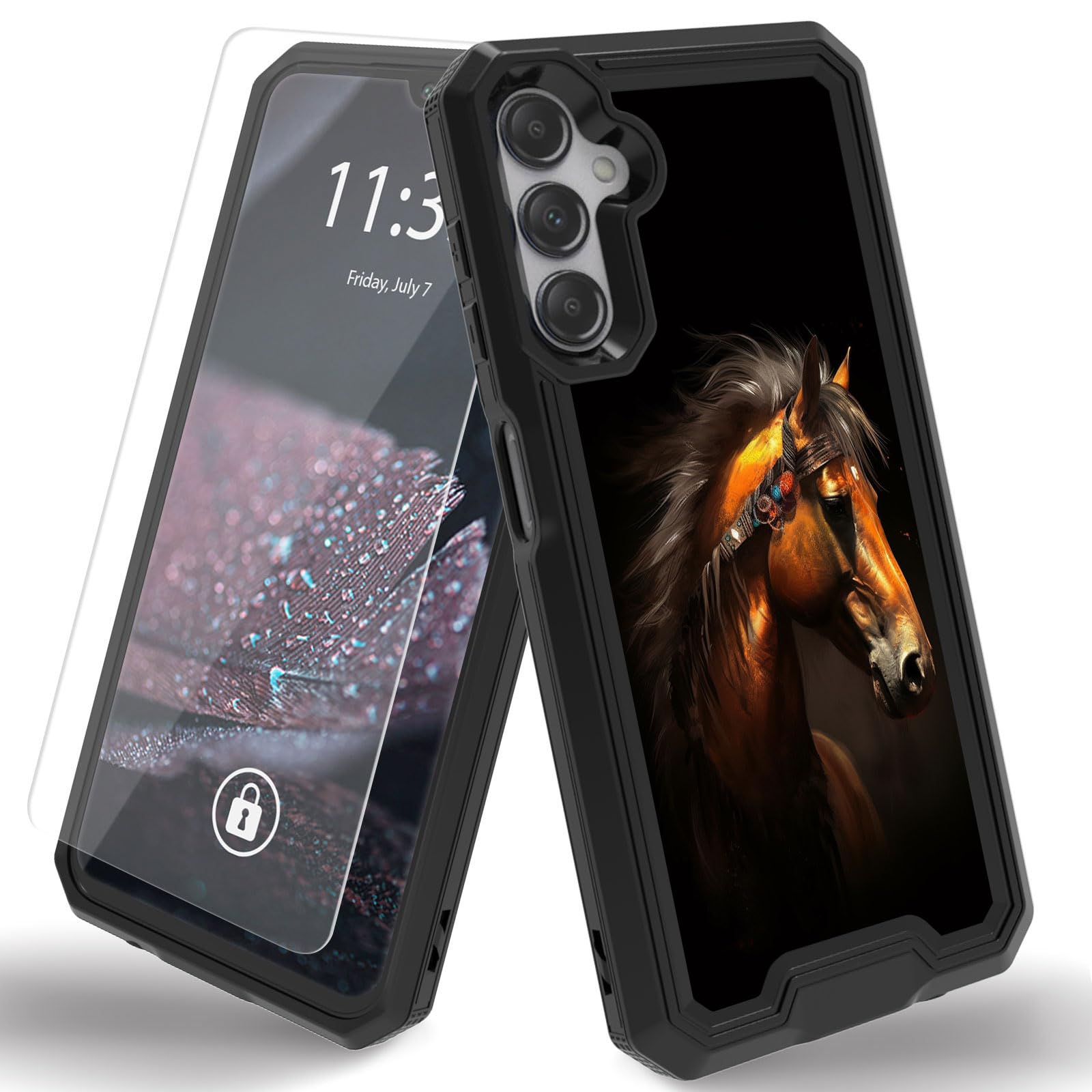 Qindaiwen For Samsung Galaxy A15 5G Case With 1 Pack Screen Protectors, Dual Layer Protective Hard Pc Back & Soft Bumper Resilie