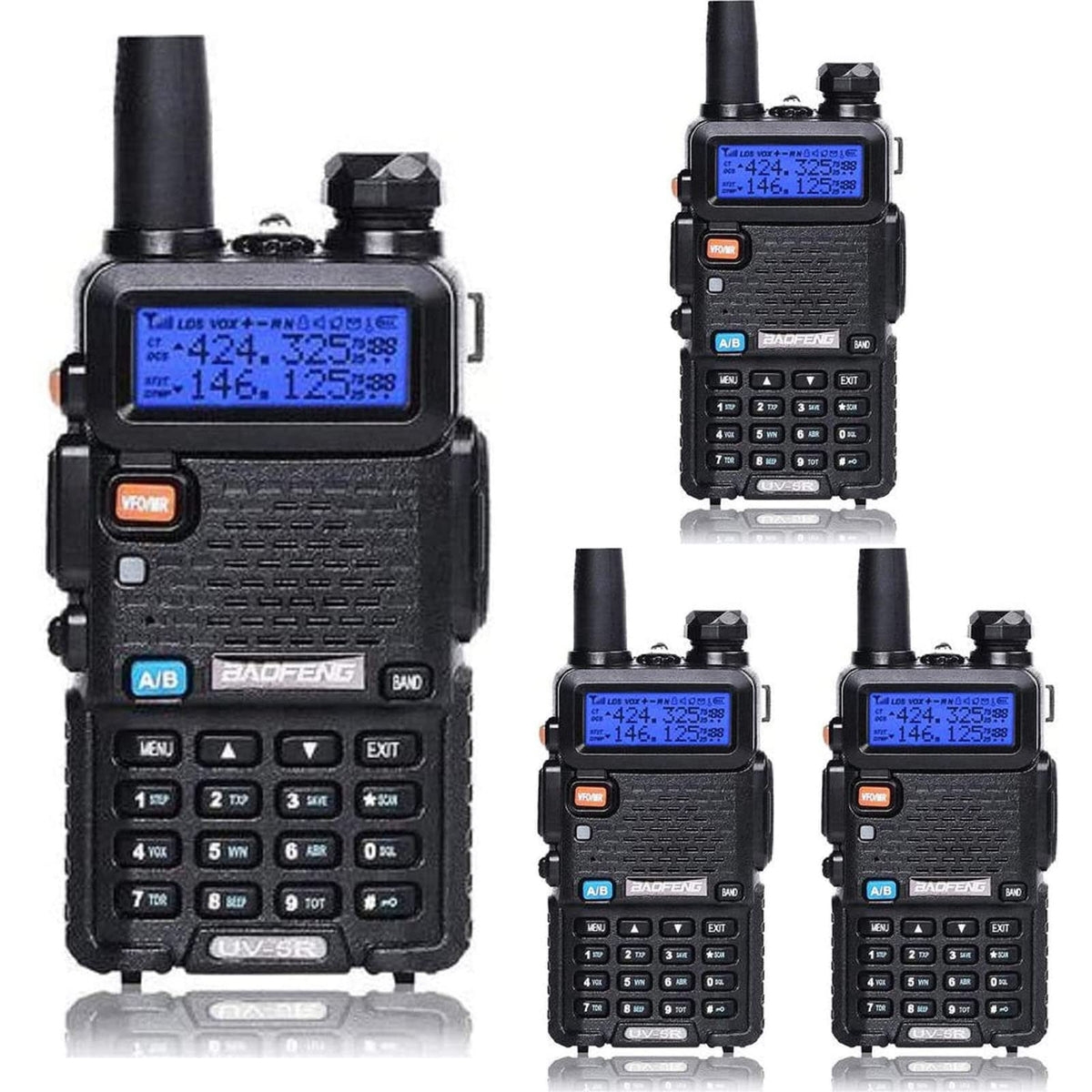 Baofeng Uv 5R Dual Band Two Way Radio Handheld Ham Radio Long Range Walkie Talkies Pack Of 4 For Hiking Camping Skiing Trip (Bla