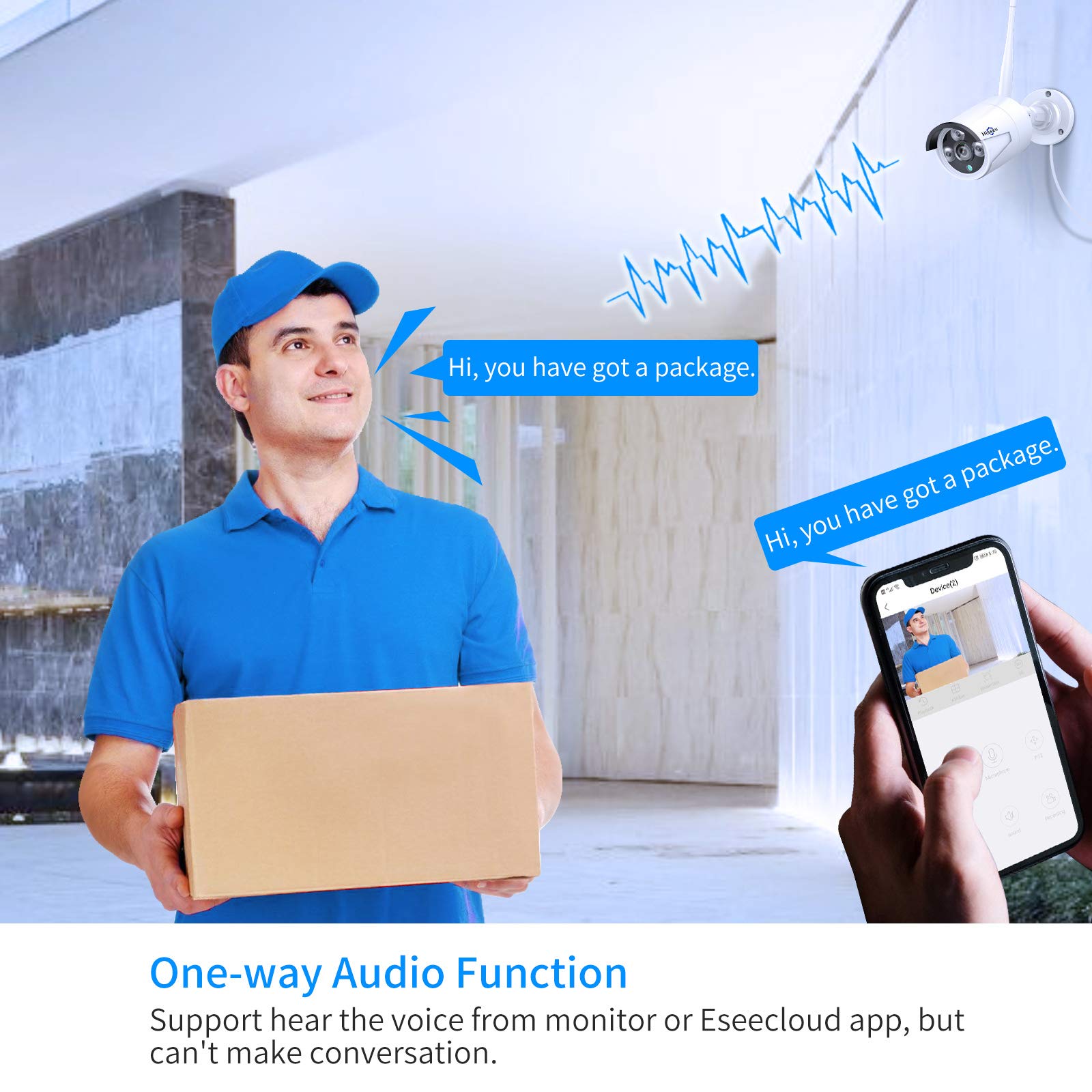 [Wireless Pro, 100Ft Range] Hiseeu Wireless Security Camera System, Expandable 16Ch 4K Nvr, 4Pcs 3Mp Night Vision Wifi Cameras Home Surveillance Outdoor, Motion Detection, 1Tb Hdd, One Way Audio