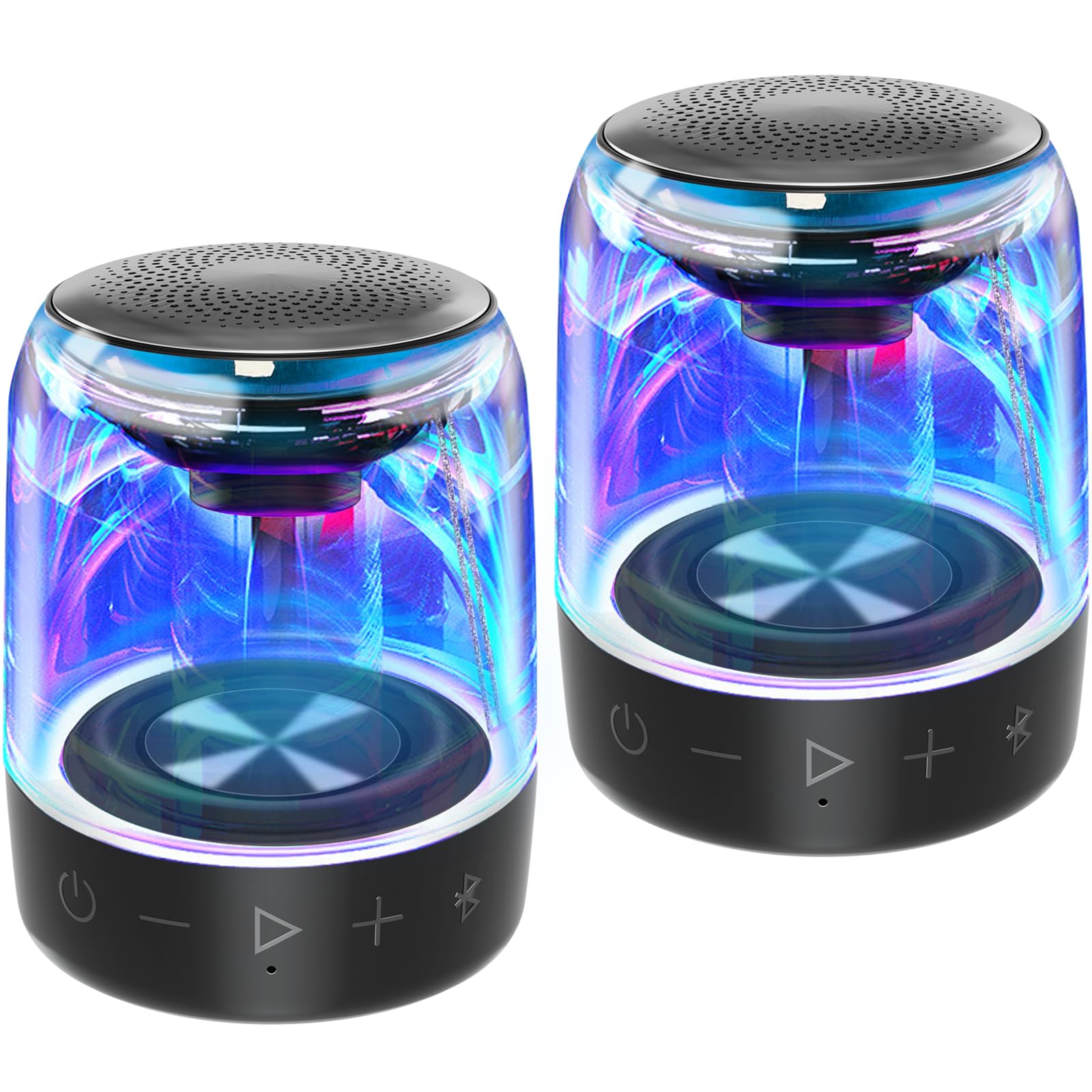Megatek Portable Bluetooth Speakers (2 Pack) � True Wireless Stereo (Tws) Pair, Vibrant Led Lights, 360� Hd Sound, 12 Hour Playtime, Ipx5 Waterproof � Perfect For Home, Parties, Outdoors, And Travel