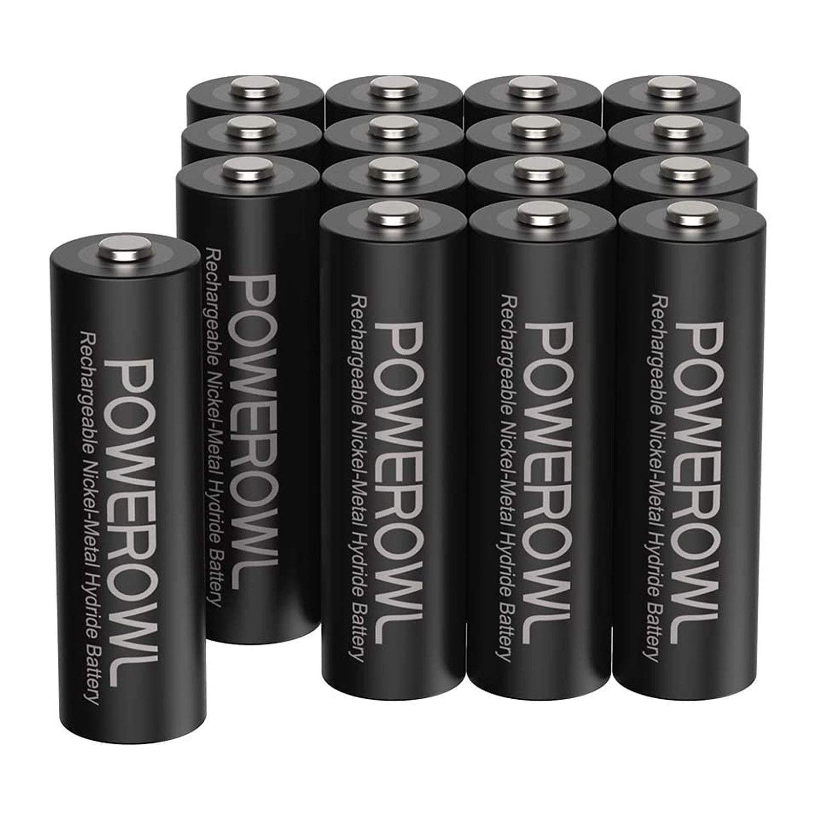 Powerowl Aa Rechargeable Batteries, 2800Mah High Capacity Batteries 1.2V Nimh Low Self Discharge, Pack Of 16