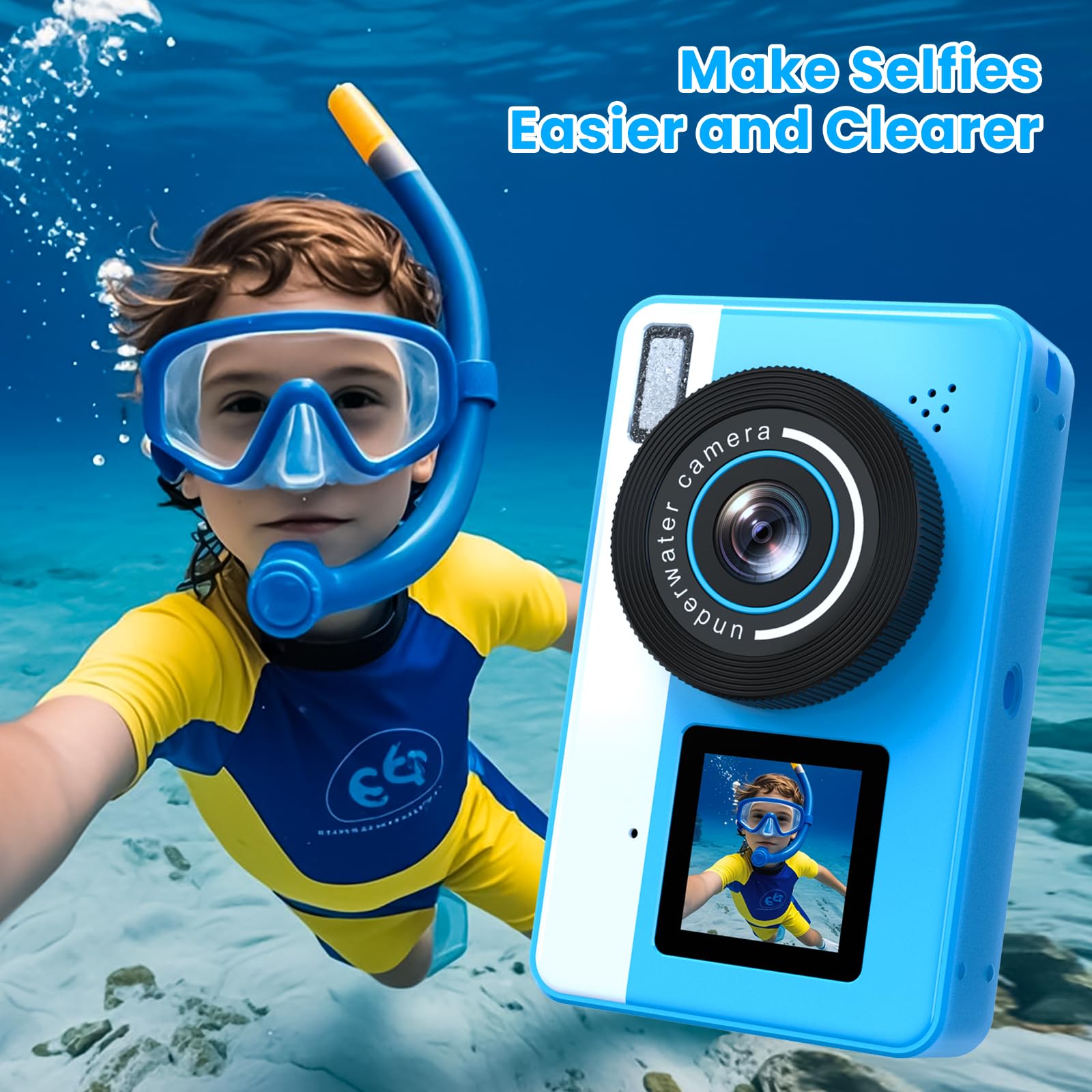 Underwater Digital Camera, Waterproof Camera,10Ft Floating Camera For Snorkeling,Surfing,Swimming And Kayaking,Dual-Screen Selfi