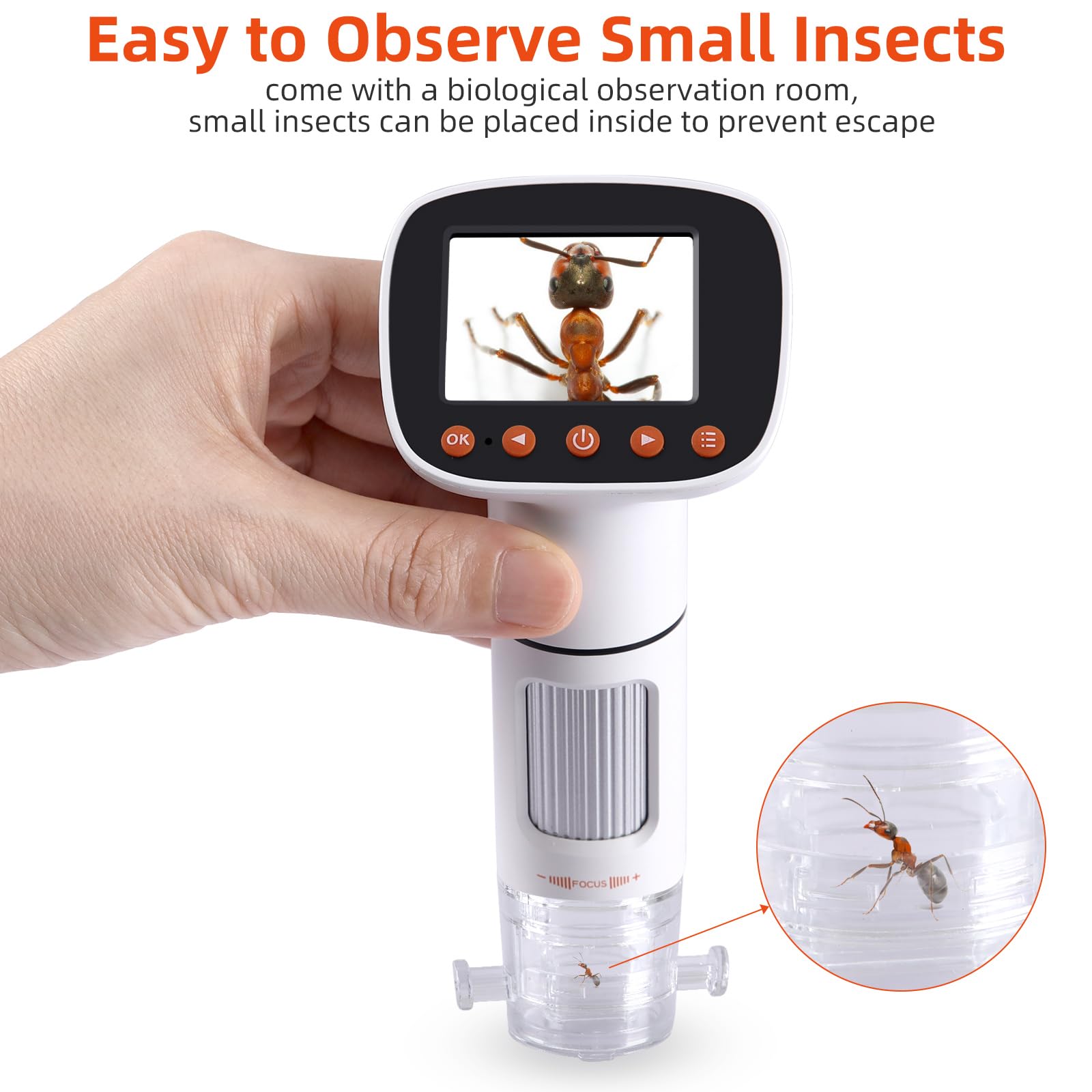 Koolertron 2 Inch Handheld Digital Microscope With Lcd Screen, Pocket Microscope With 32G Card For Kids And Adults,50X 1000X Mag