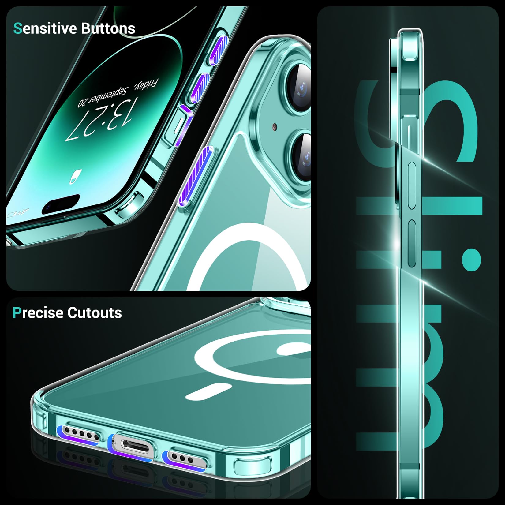 Temdan Designed For Iphone 15 Plus Case [Compatible With Magsafe] [Not Yellowing] [Military Drop Protection] Slim Clear Case Mag