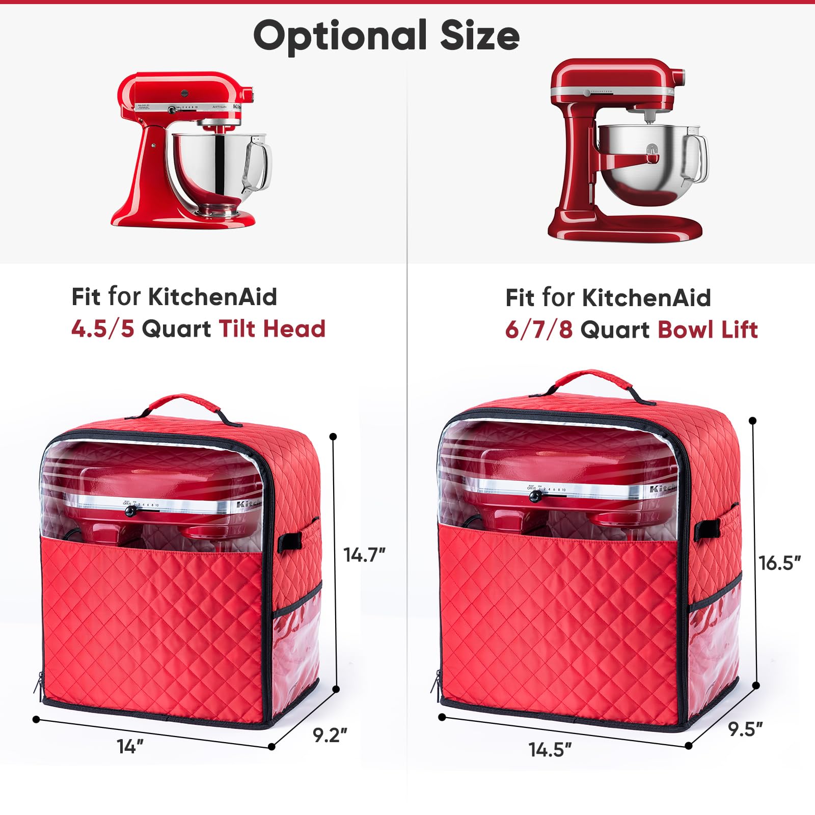 Bagsprite Stand Mixer Cover With Appliance Sliders Base Compatible With Kitchenaid Mixer Storage Bag For 6/7/8 Quart With Pocket