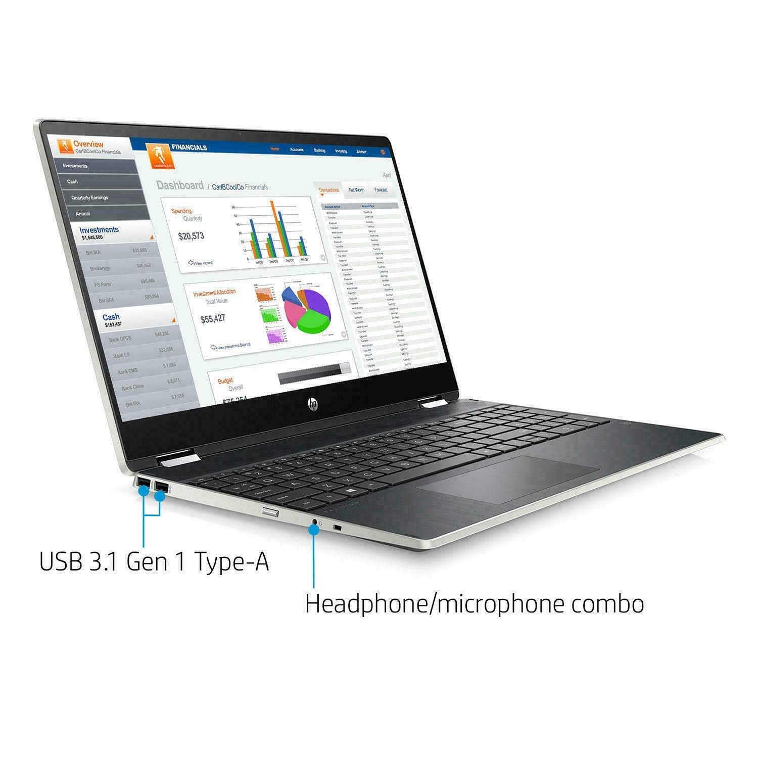 HP Pavilion 15.6' 2 in 1 Convertible HD Touchscreen Laptop Intel Core i5 10210U 8GB DDR4 512GB M.2 SSD Windows 10