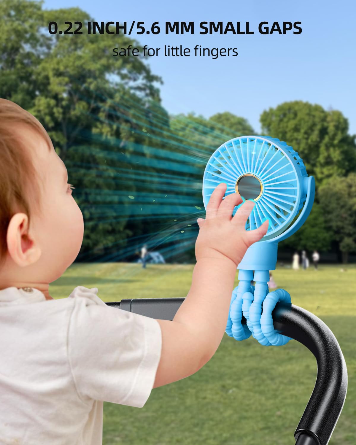 Kidee Stroller Fan, Portable Fan, Mini Baby Fan Battery Powered, Led Display With 3 Speeds, Small Clip On Fan Desk Fans Usb Rech