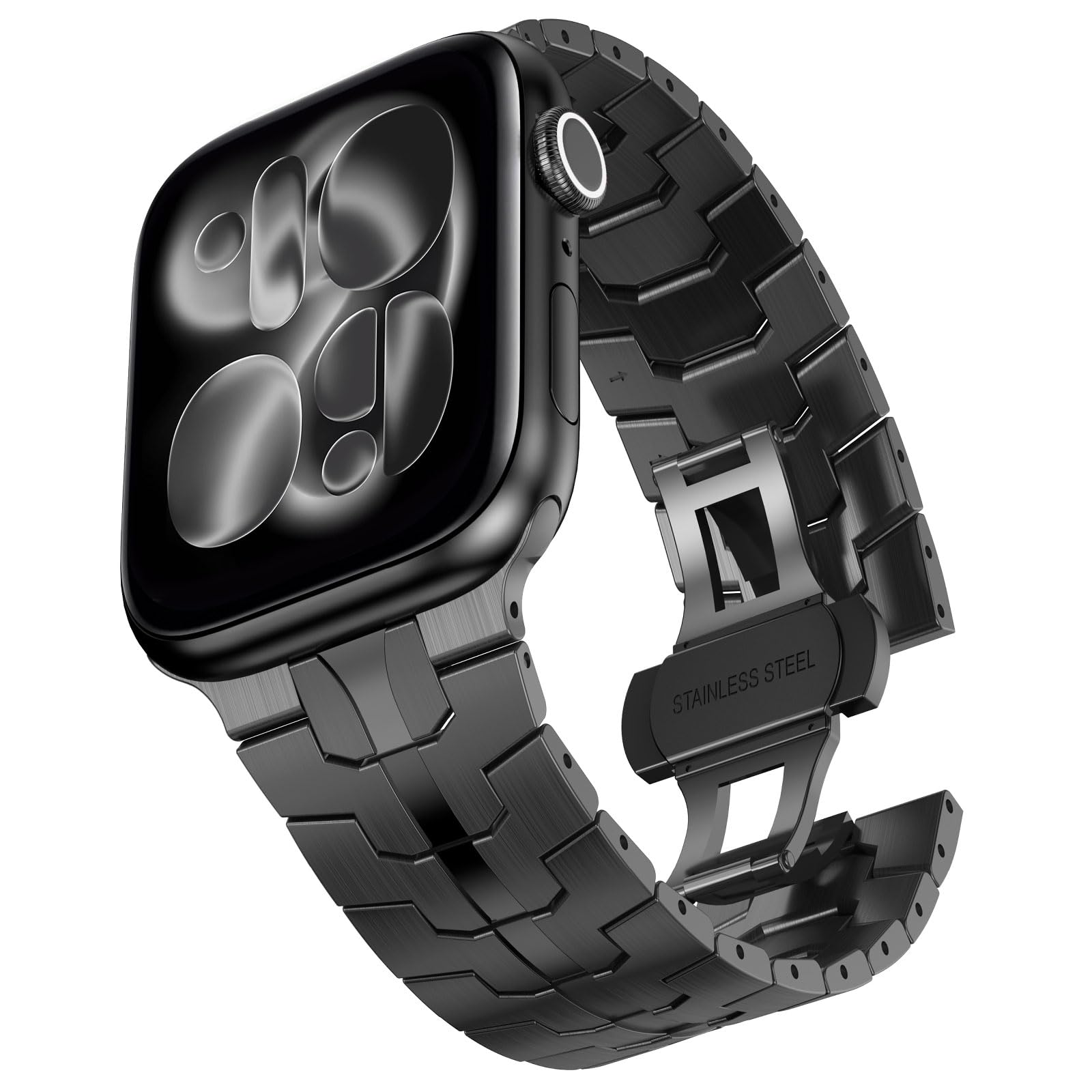 CHANCHY Stainless Steel Band Compatible with Apple Watch Band 42mm 41mm 40mm 38mm, Metal Strap with Folding Clasp for Apple Watc