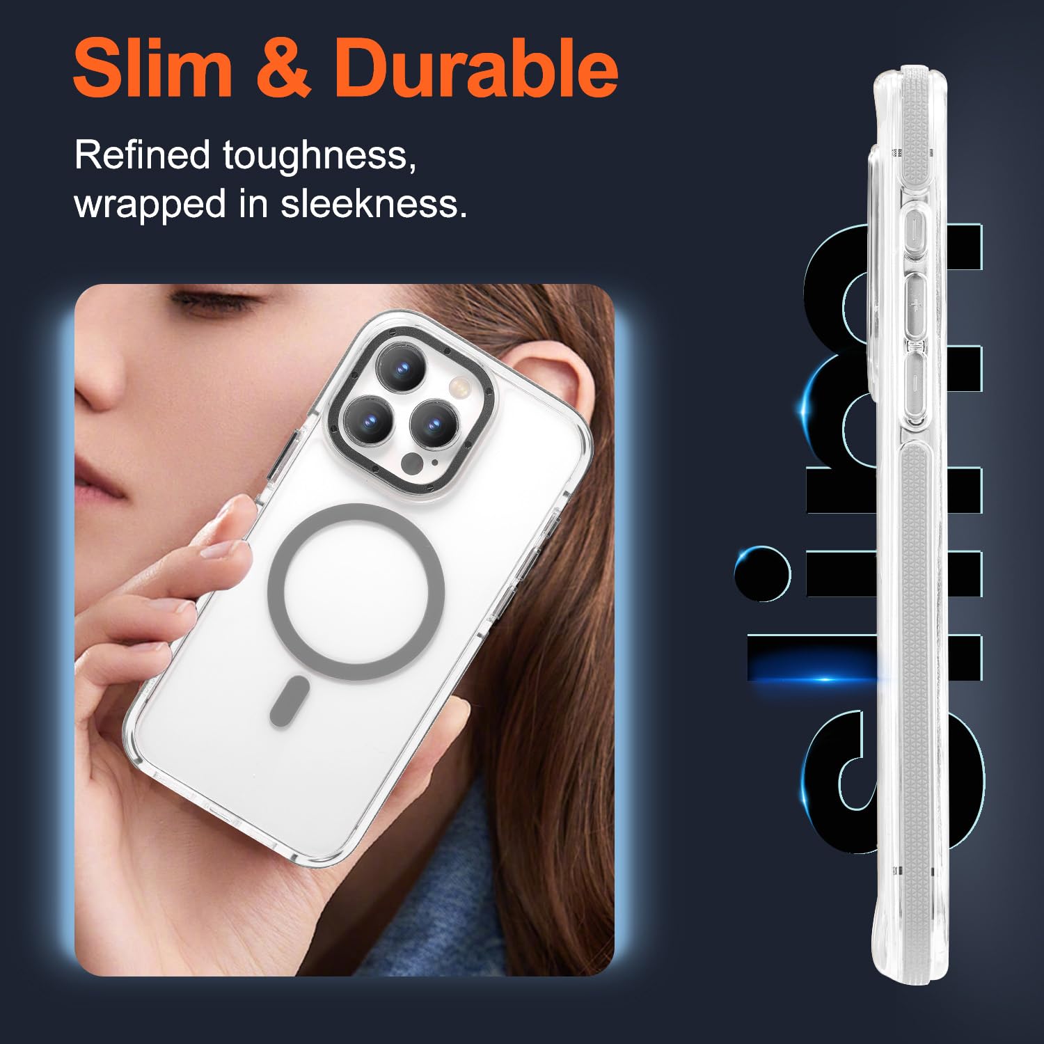 Gyizho Magnetic Case For Iphone 15 Pro Max Case, [Military Grade Drop Tested] [Compatible With Magsafe] Slim Protective Cover Tr