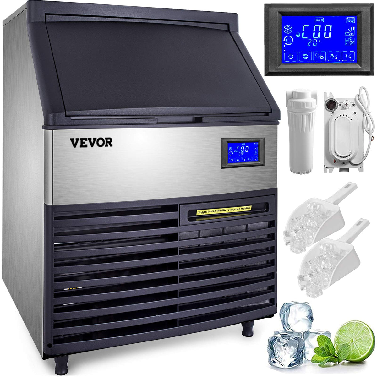 Vevor Commercial Ice Maker Machine, 440Lbs/24H Etl Approved Ice Machine Under Counter Ice Maker Machine With Secop Compressor,77