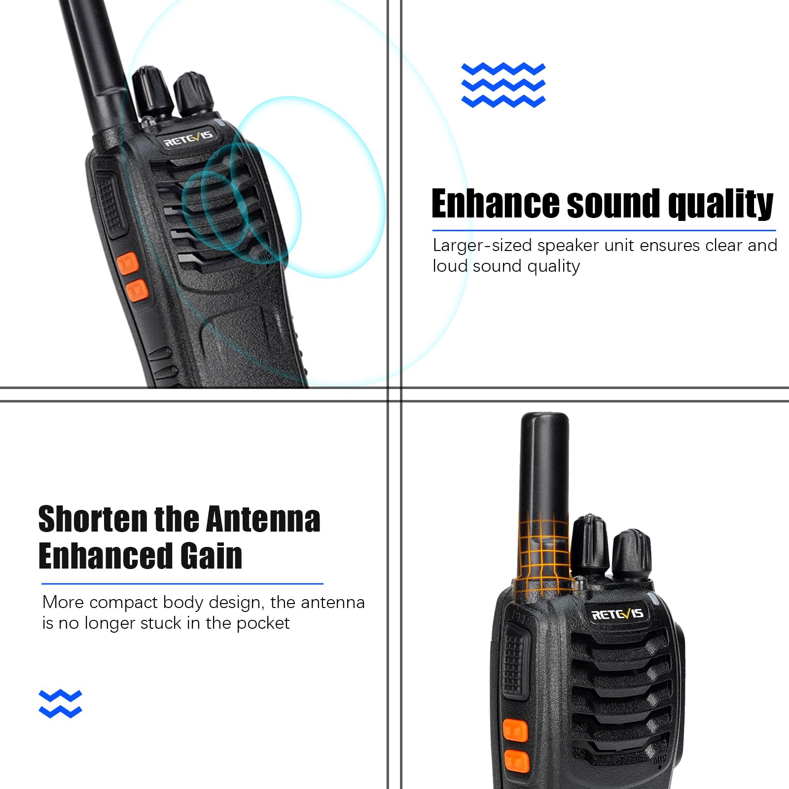Retevis H 777 2 Way Radios, Walkie Talkies For Adults, Rechargeable Long Range Two Way Radio, Shock Resistant, Short Antenna For Business Education(10 Pack)