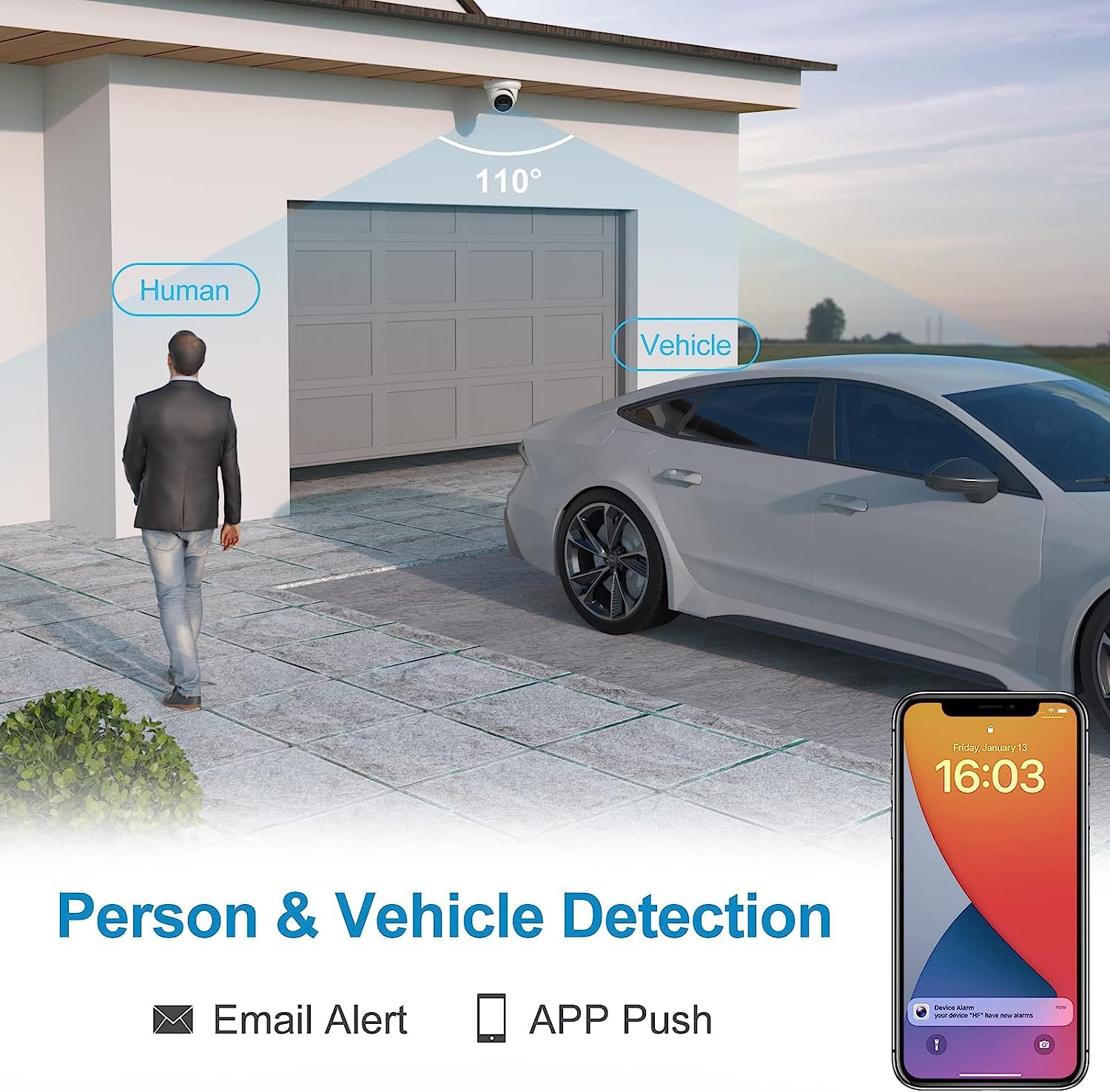 Anpviz 4K Ip Poe Camera, Poe Turret Security Camera Outdoor With Built In Mic& Speaker, Human Vehicle Detection, 100Ft Smart Col