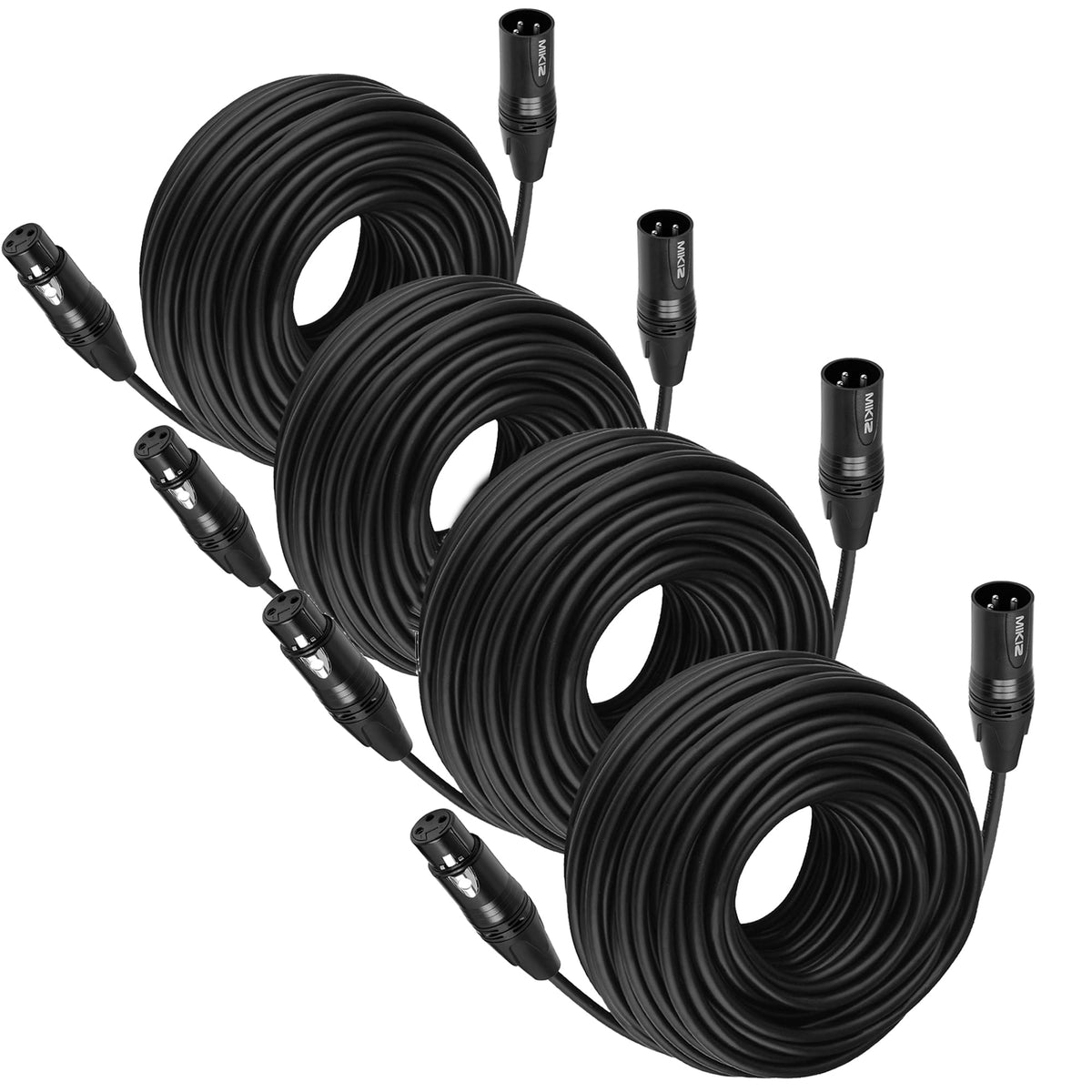 Mikiz Xlr Cables 50 Ft 4 Pack   Premium Balanced Microphone Cable With 3 Pin Xlr Male To Female Balanced