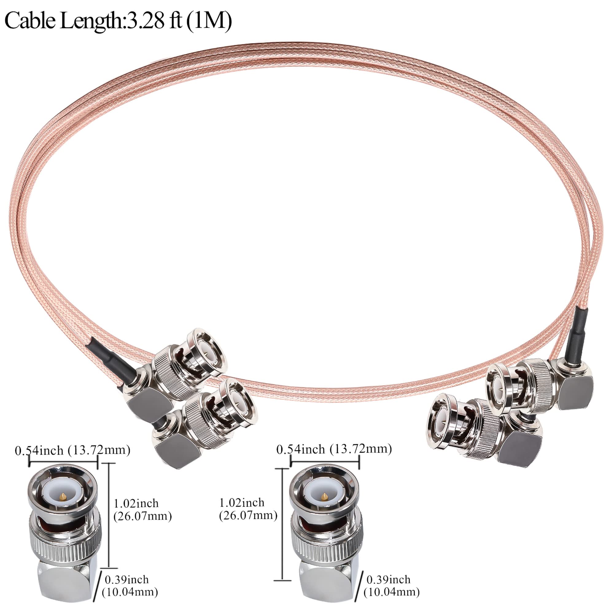 Tuolnk Bnc Cable Rg316 Bnc Male Right Angle To Bnc Male Right Angle Coaxial Cable For Cctv Hd Sdi Cable 3.28Ft (1M) 50Ohm Bnc El