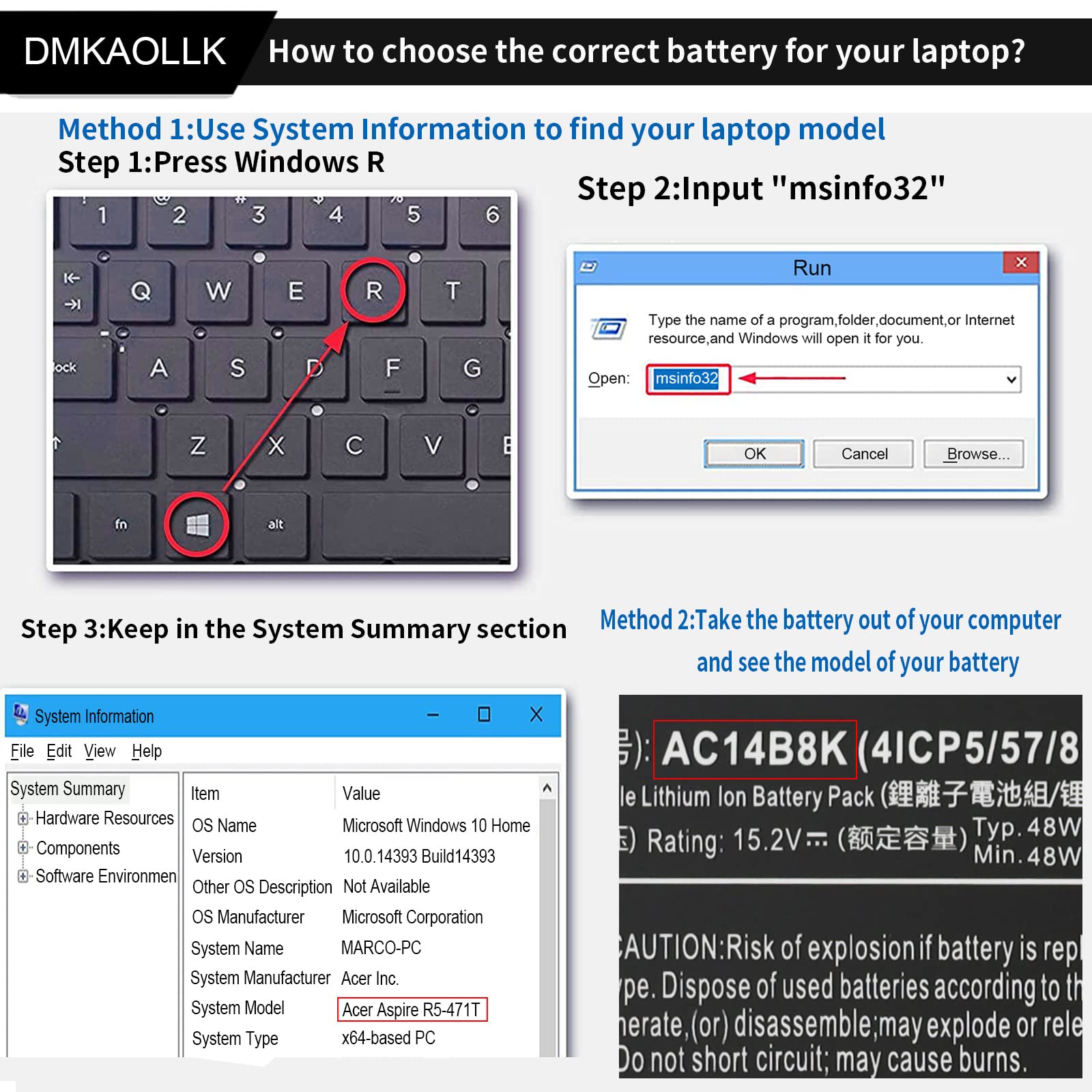 Ac14B8K Battery For Acer Predator Helios 300 N17C1 Ph315 51 Ph315 52 G3 571 G3 572 N18Q13 Nitro 5 An515 An515 53 An515 54 Aspire