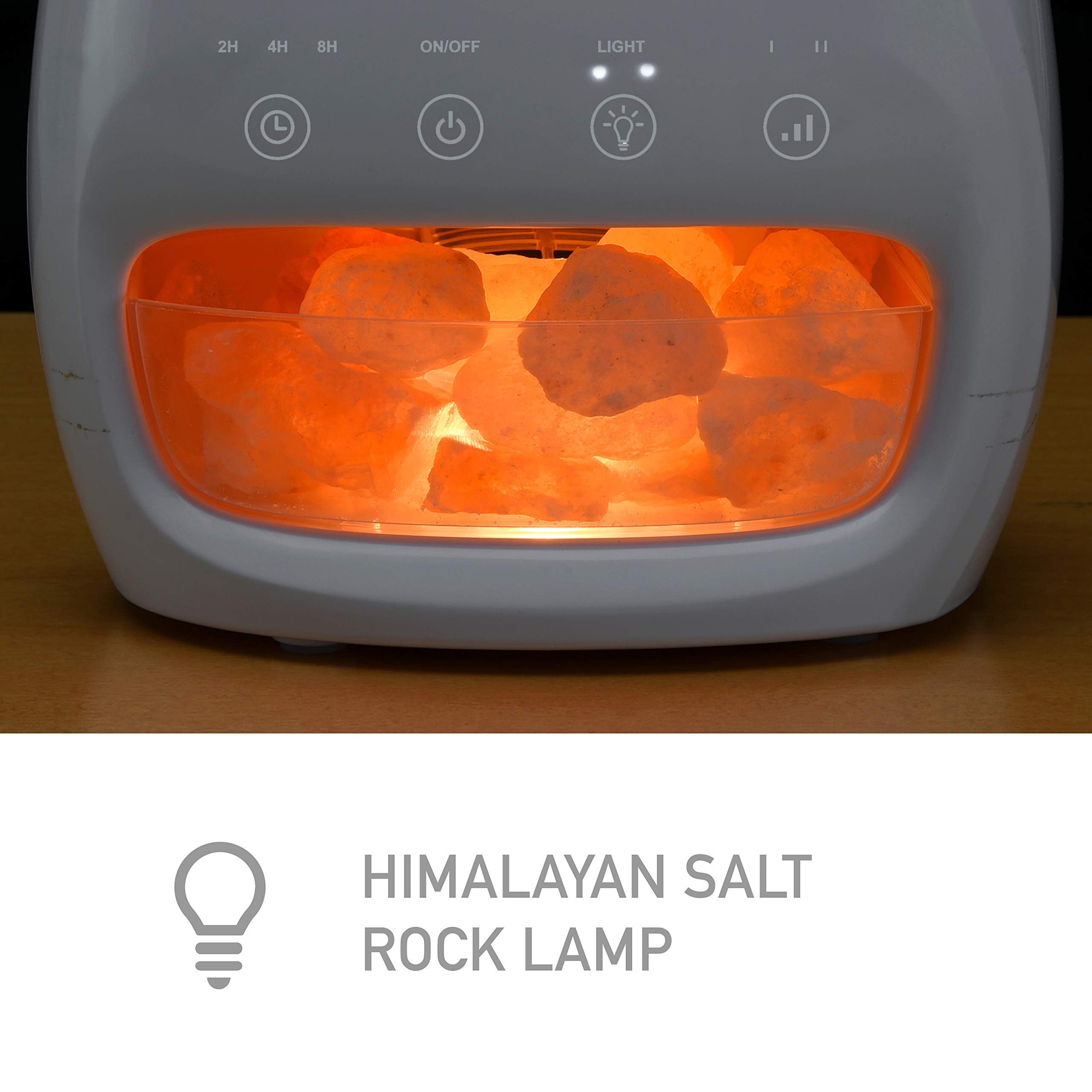 Pureguardian Himalayan Salt Lamp, Ultrasonic Cool Mist Humidifier With Aromatherapy Tray H1117W White