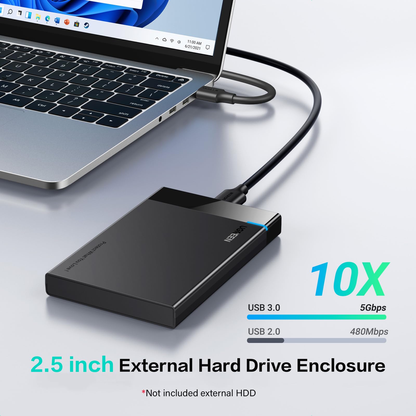 Ugreen 2.5 Hard Drive Enclosure Usb 3.0 To Sata Iii Adapter Supports 2.5 Inch Ssd & Hdd 9.5Mm 7Mm External Hard Drive Enclosure