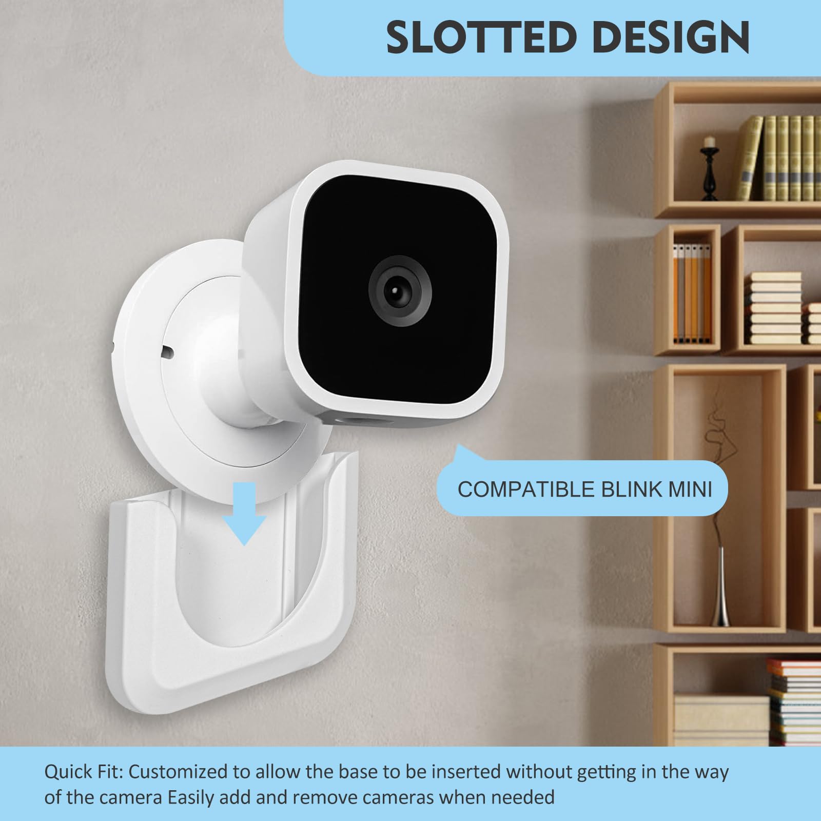 Blink Mini Camera Adhesive Wall Mount Bracket, 2 Pack Strong & Durable Camera Mount Stand, No Drill, No Screws, Decorate Damage