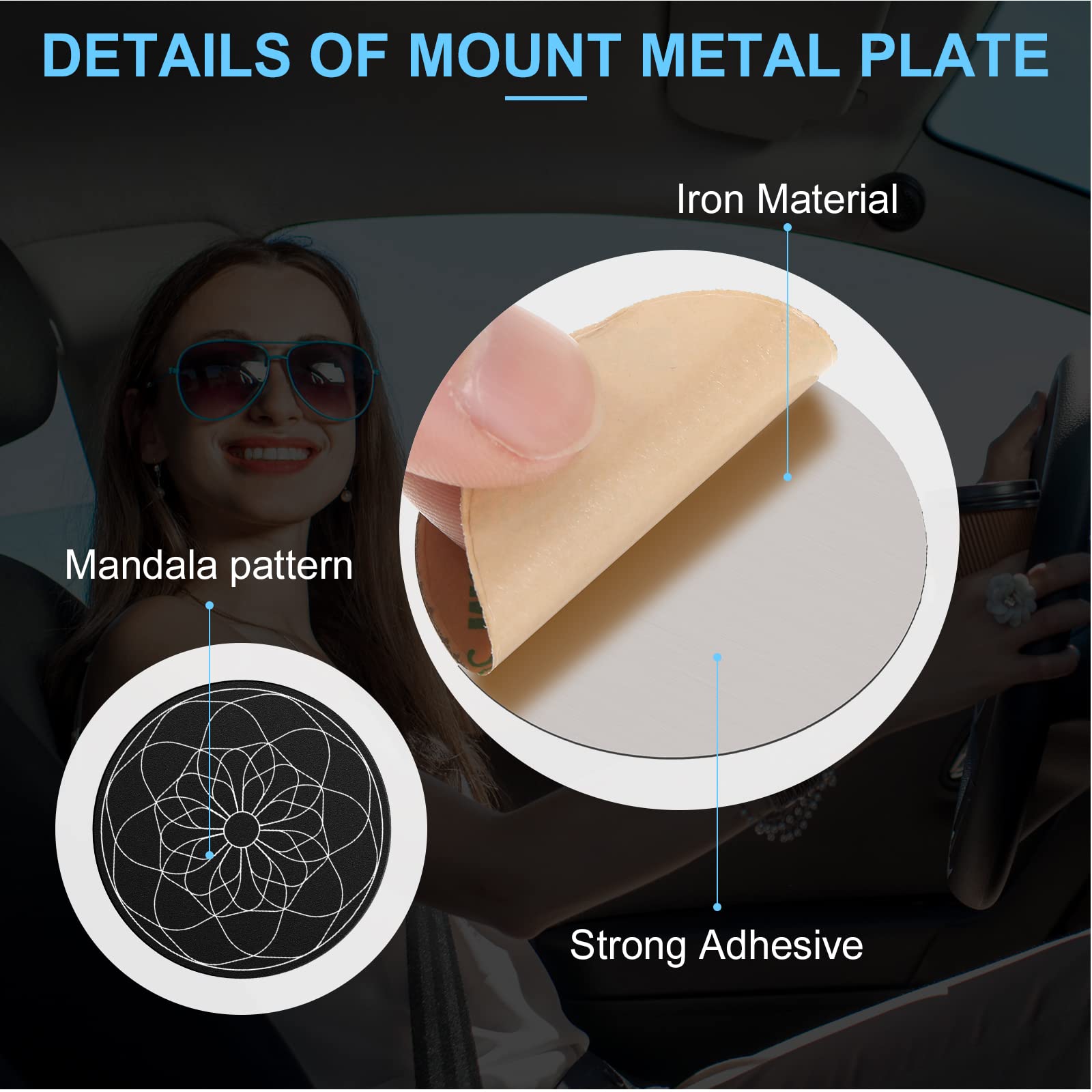 Weewooday 8 Pcs Phone Magnet Car Metal Mount Plate For Cell Holder Compatible With Magnetic Car Mounts Replacement Sticker(Simpl