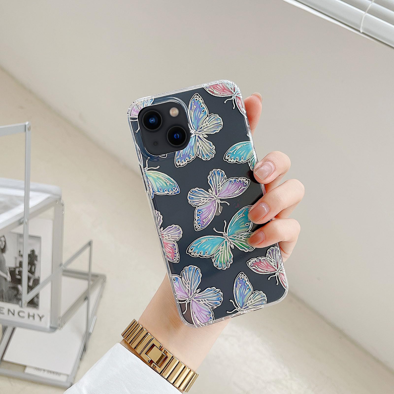 Ooooops Compatible With Iphone 12/12 Pro Case For Women Girls, Glitter Red Purple Blue Green Colorful Pattern,Slim Soft Border H