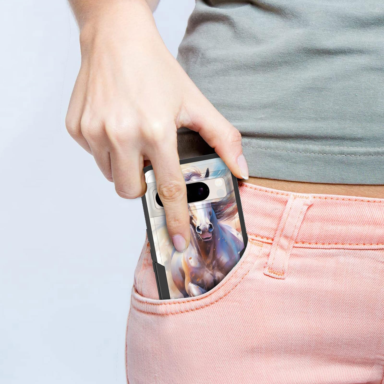 Cicplkse For Pixel 8 Pro Case,Dual Layer Heavy Duty Hybrid Shockproof Hard Pc Soft Silicone Tpu Bumper Protective Cover Case For