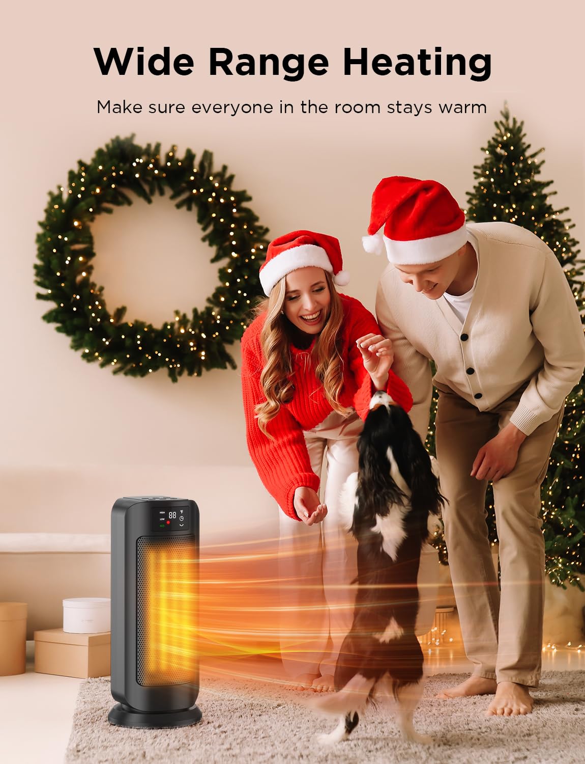 1500W Portable Electric Space Heater, Fast Heating Ceramic Heaters For Indoor Use With Thermostat, 4 Modes,60 Oscillating,24H Ti