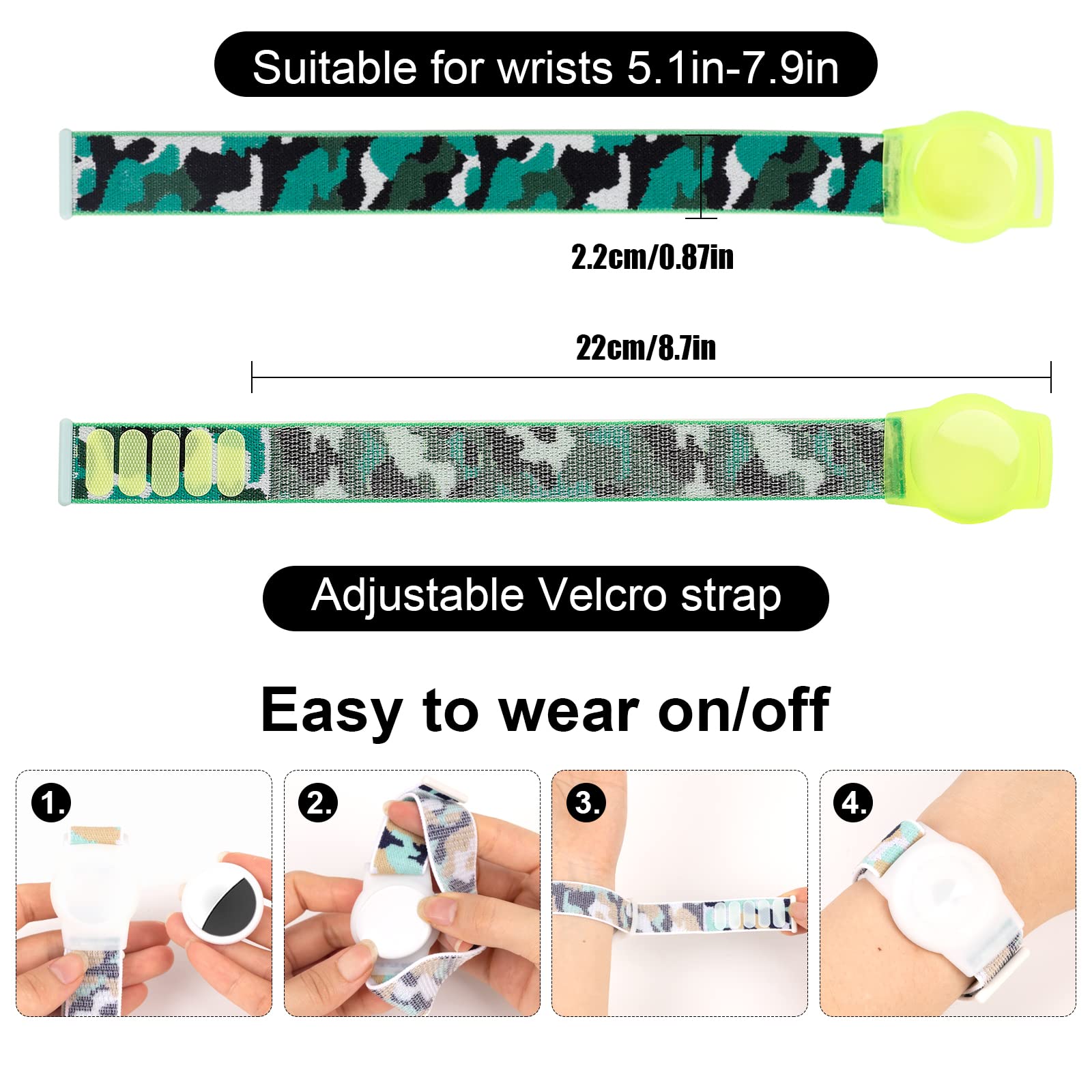 Compatible With Apple Airtag Bracelet For Kids, Camo Nylon Air Tag Wristband, Protective Case For Airtag Gps Tracker Holder, Adj