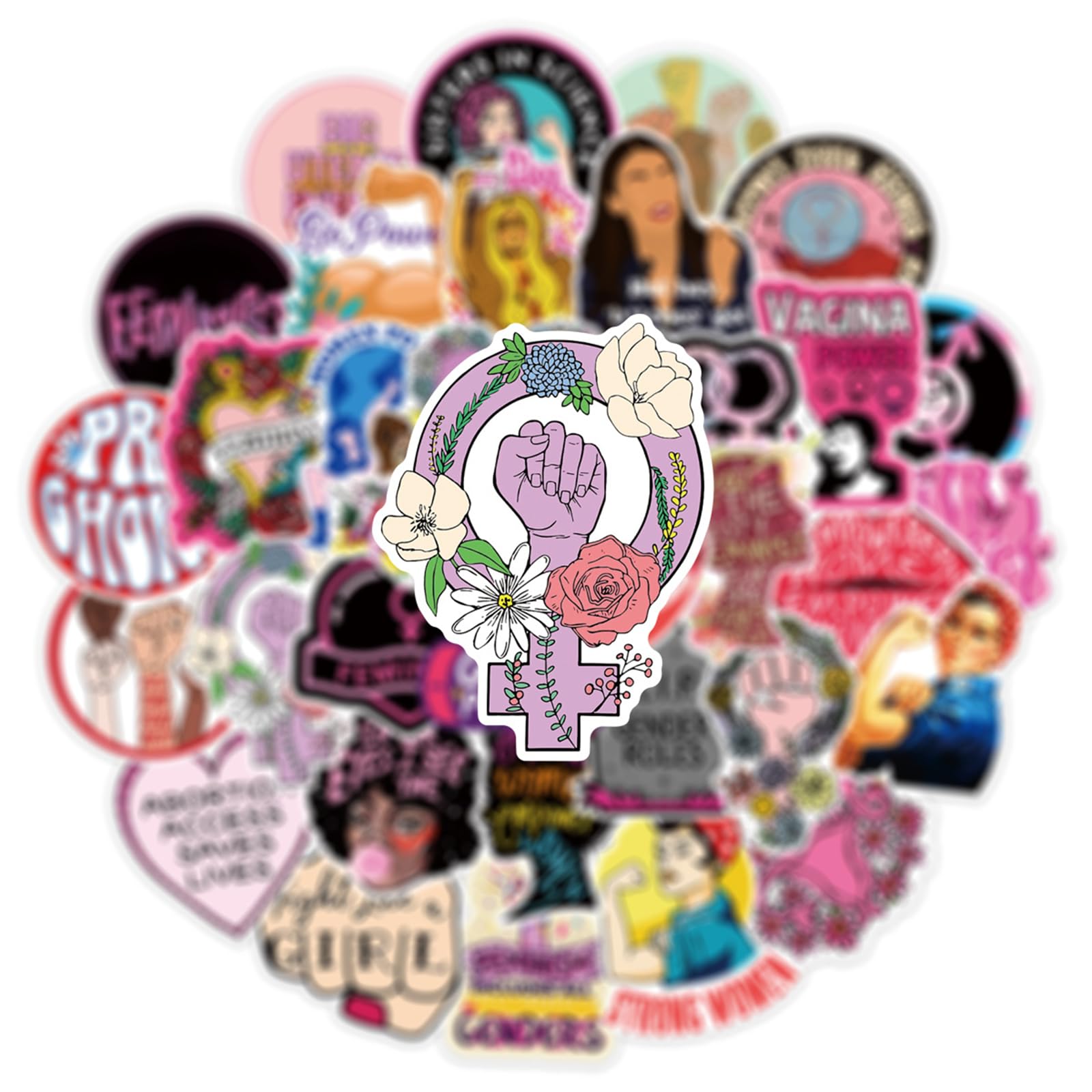 Feminist Stickers 50Pcs Women'S Libbers Equal Rights For Women, Girl Power Stickers Liberal Feminism Stickers Water Bottle Water