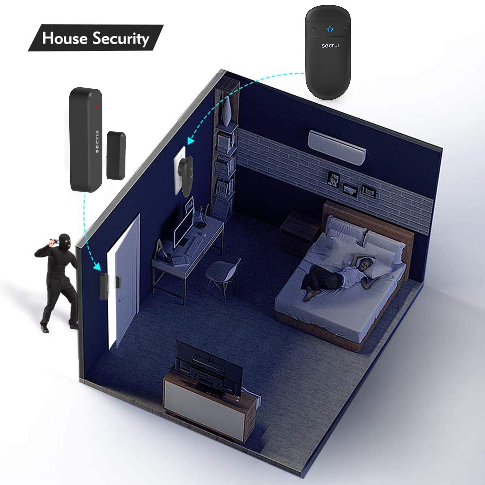 Door Chime, Door Sensor Chime For Door Opens - Door Ringer With 500Ft Operating Range 52 Chime Adjustable Volume Mute Mode Led I