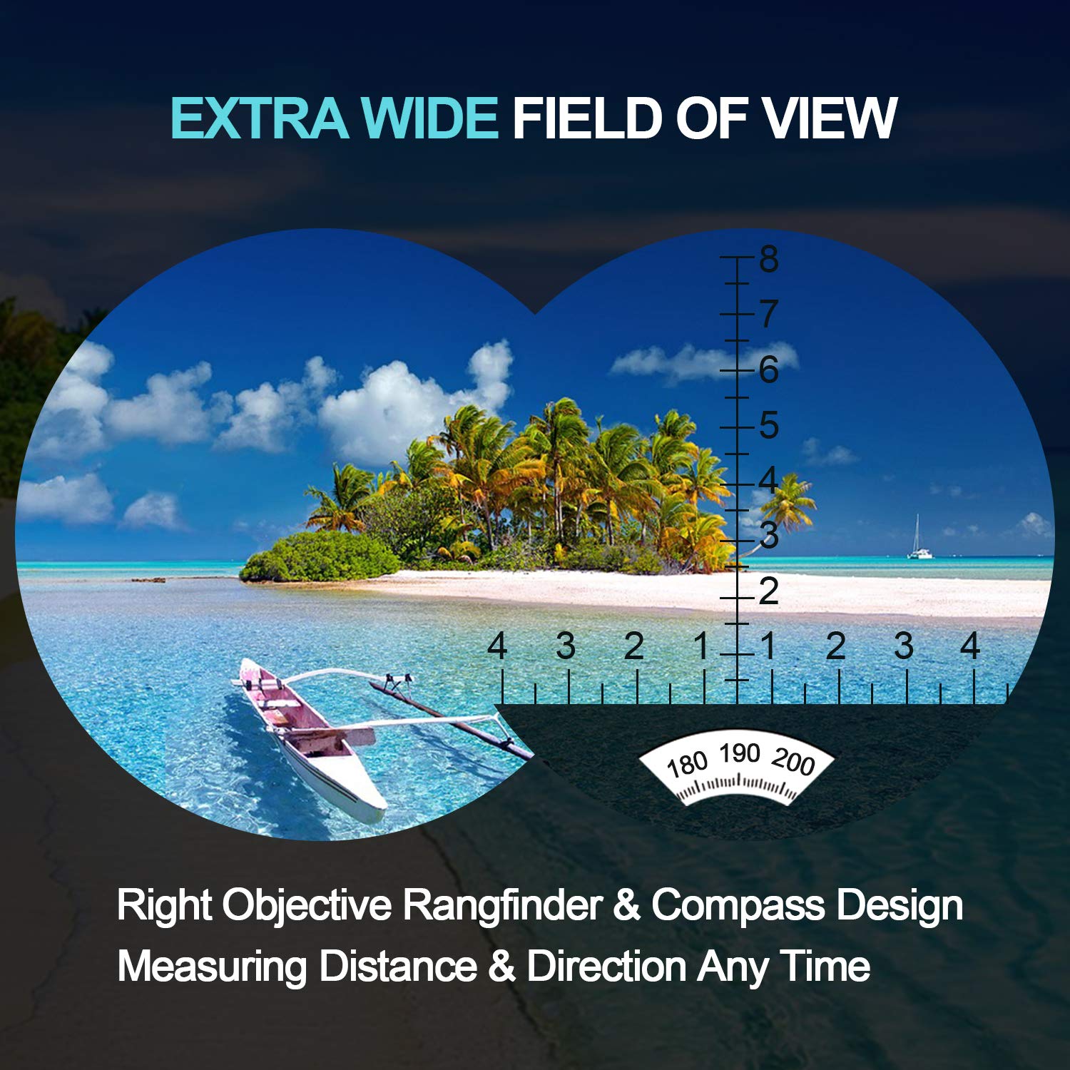 Qunse 10X50 Marine Binoculars For Adults, Waterproof Binoculars With Rangefinder Compass,Bak4 Prism Navigation Birdwatching Hunt