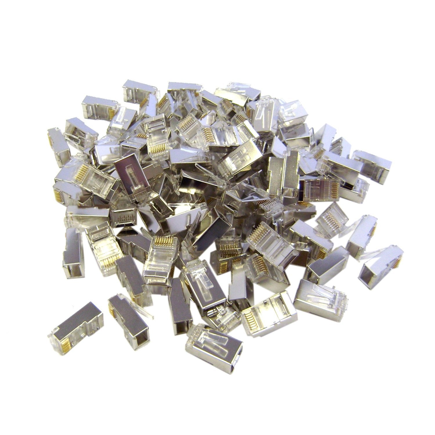 Cablewholesale Shielded Cat 6 Rj45 Crimp Connectors For Solid And Stranded Cable, Stp, 8P8C, 100 Pieces (84531D0584Hd)