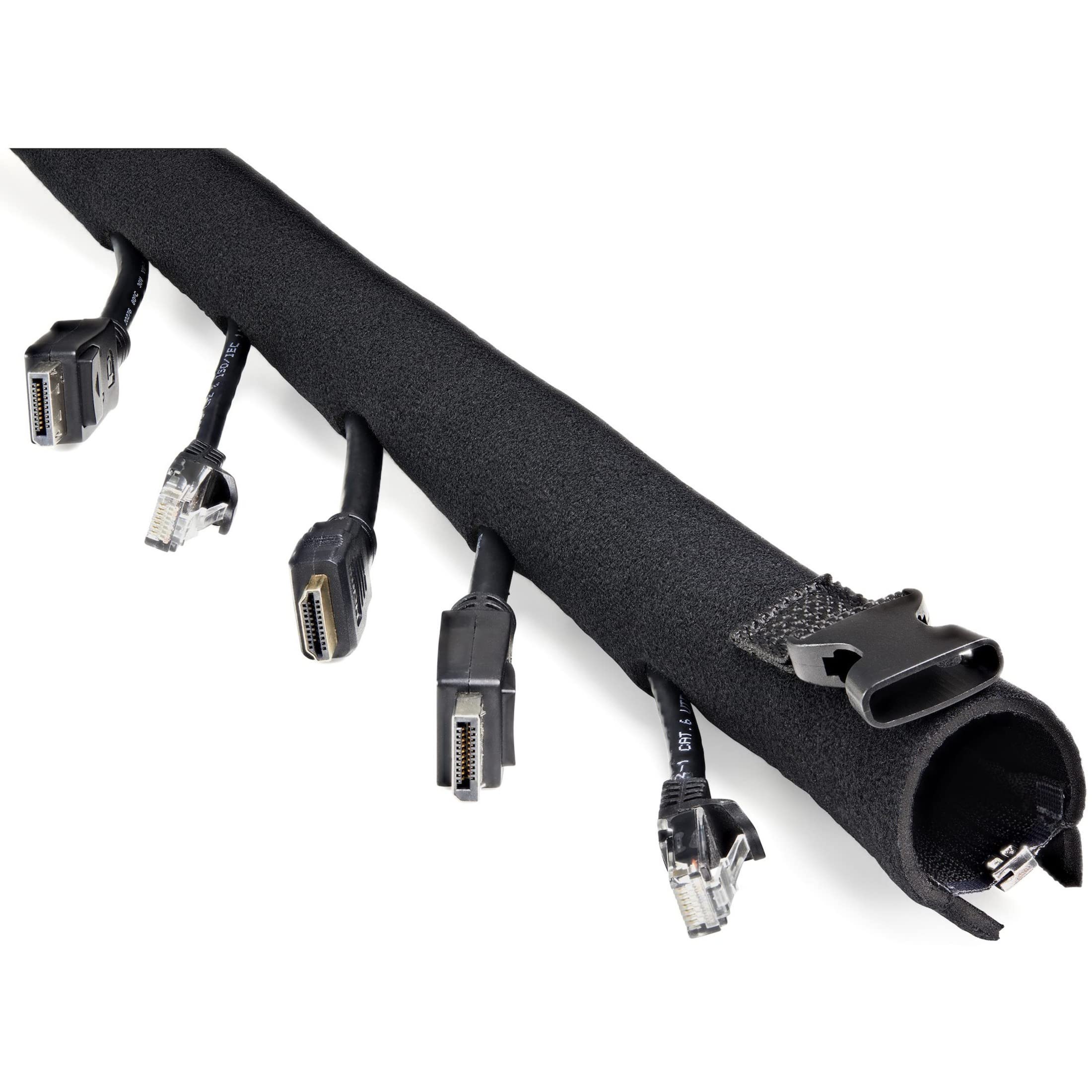 Startech.Com 40'' (1M) Neoprene Cable Management Sleeve With Zipper & Buckle   1.2'' (3Cm) Diameter   Computer/Pc Power/Network/
