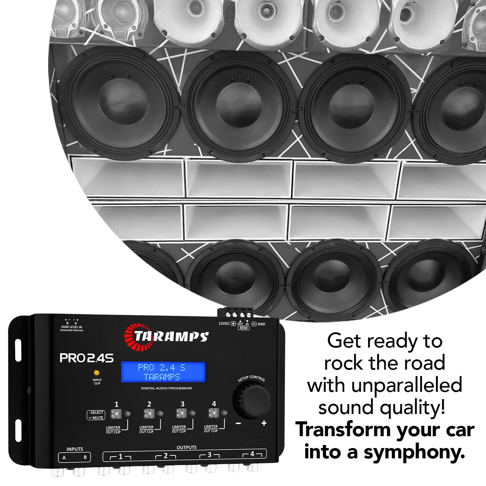 Taramps Pro 2.4S Dsp Crossover Full Digital Signal Processor And Equalizer With Sequencer 15 Band Graphic Equalization 12 Preset