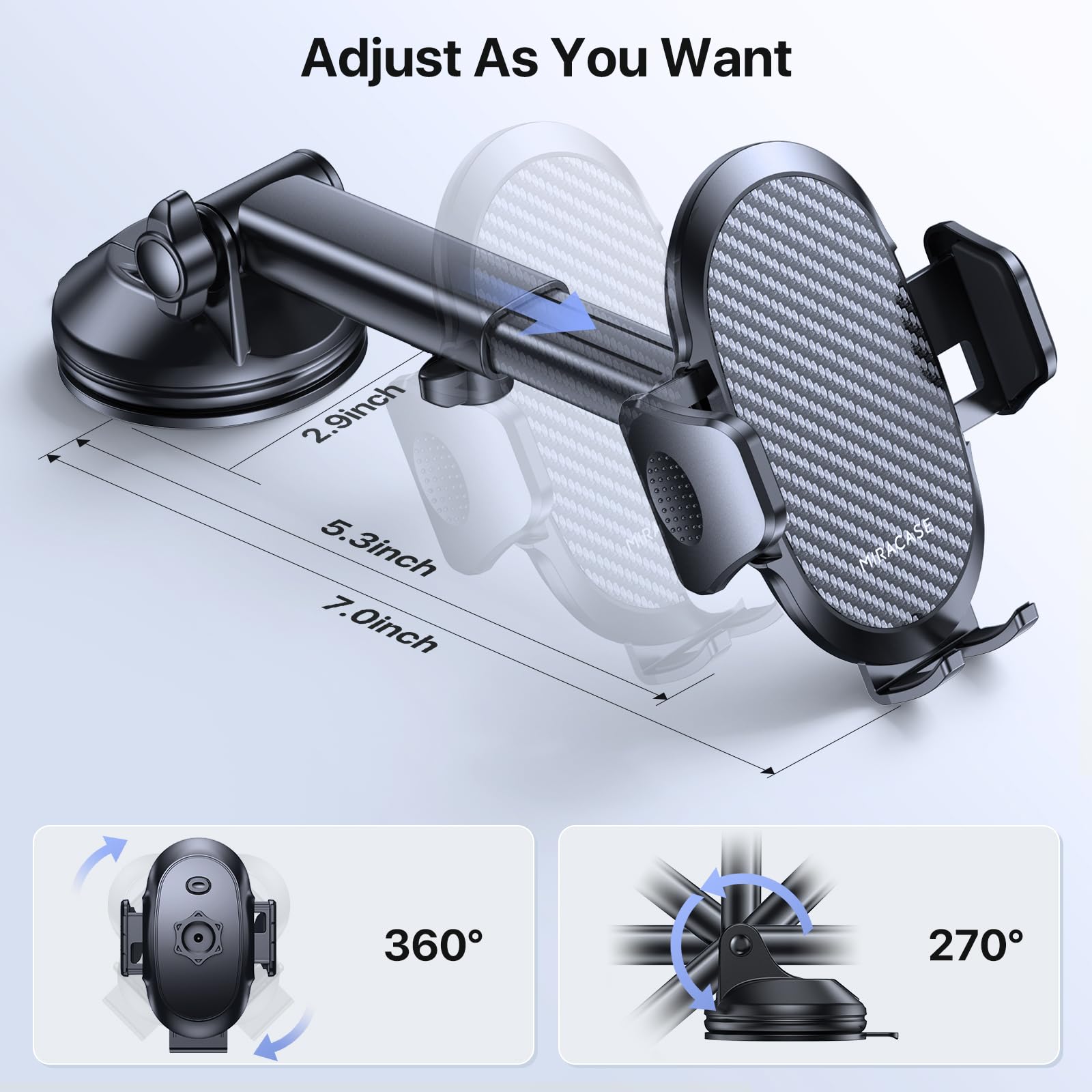 Miracase 3-In-1 Cell Phone Holders For Your Car, Universal Car Phone Holder Mount For Car Dashboard Air Vent Windshield Compatib