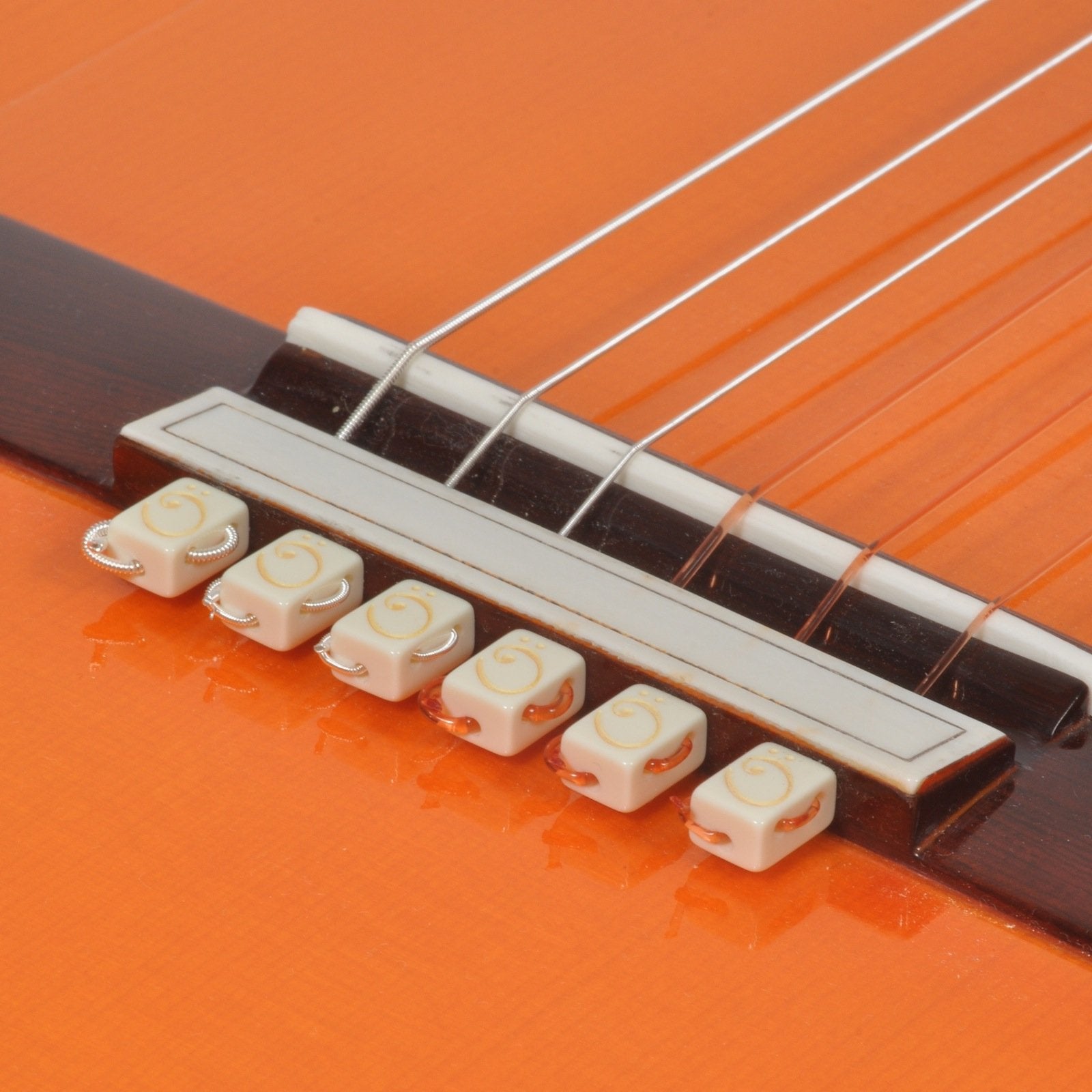 Tenor String Tie Tailpiece Bridgebeads Set For Classical Or Flamenco Spanish Guitar, Pearl Bone White Color Bridge Beads.