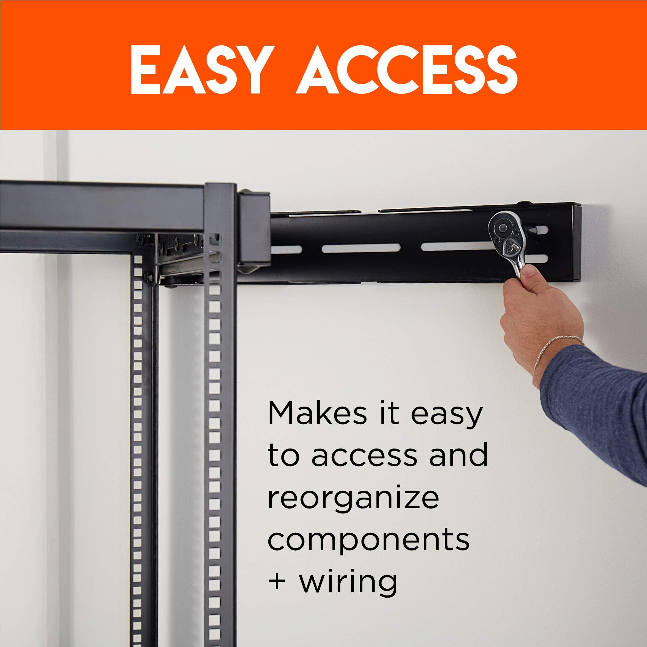 Echogear Rack Compatible Swing Out Wall Mount   Compatible With 10U, 15U, & 20U Echogear Open Frame Racks
