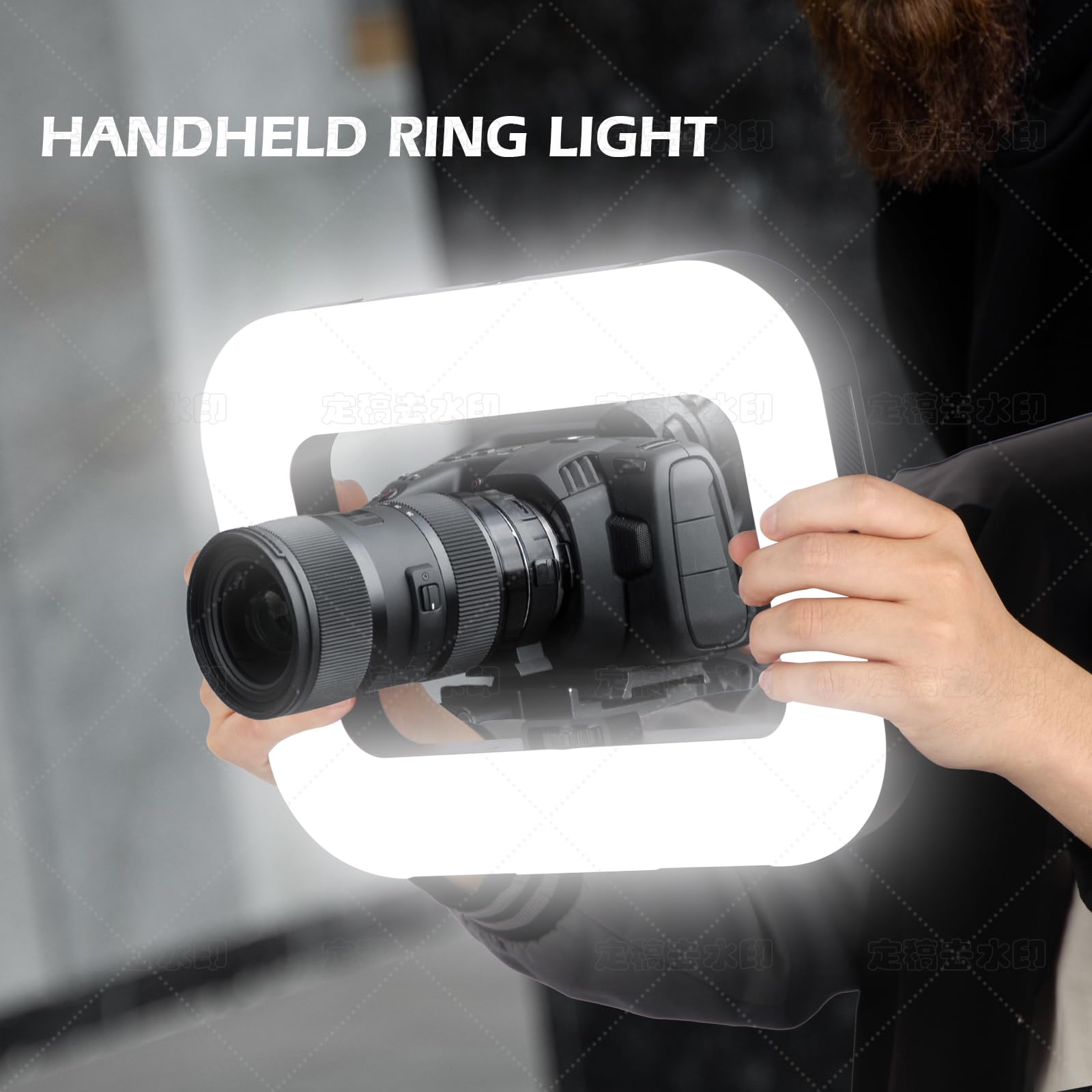 Smartphone Video Rig With Light,Square Ring Selfie Light Kit,Led Handheld Phone Video Stabilizer Wiht 8000Mah Battery For Camera