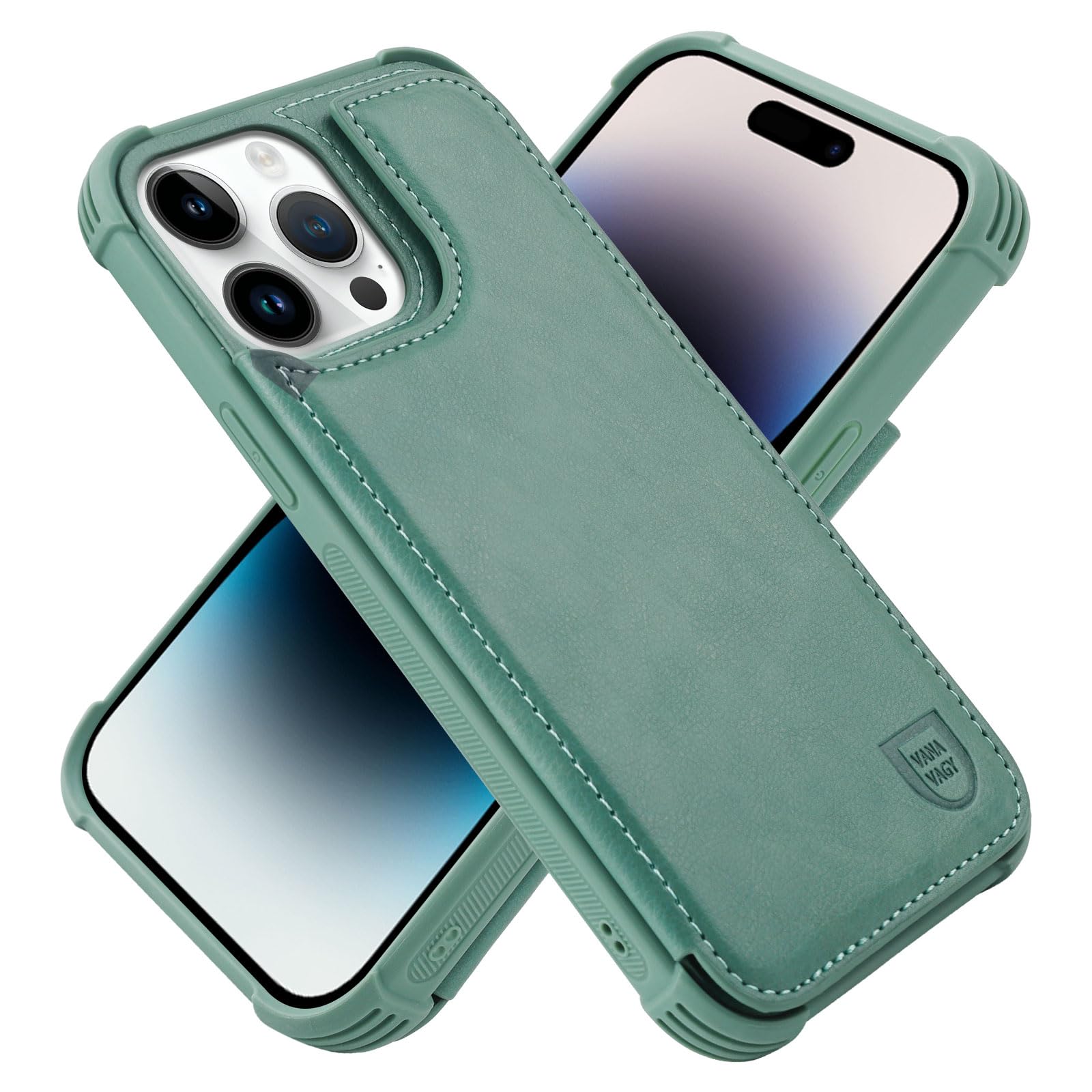 Vanavagy Wallet Case Compatible For Iphone 14 Pro For Women And Men,Leather Flip Folio Phone Cover Fits Magnetic Car Mount With 