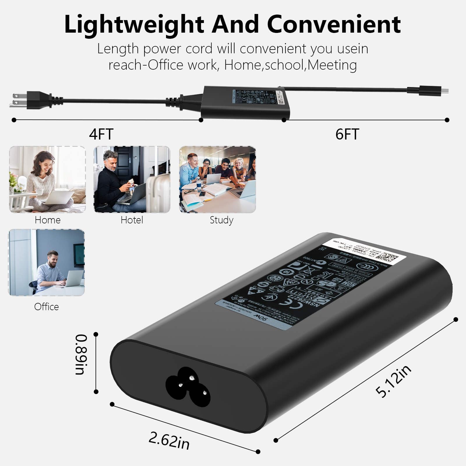 90W Usb C Ac Charger For Original Dell Latitude 3400,3500, 5289,5300 2In1,7400 2In1,7300, 7390 2In1, 7200 2In1,9410 2 In 1,9510,