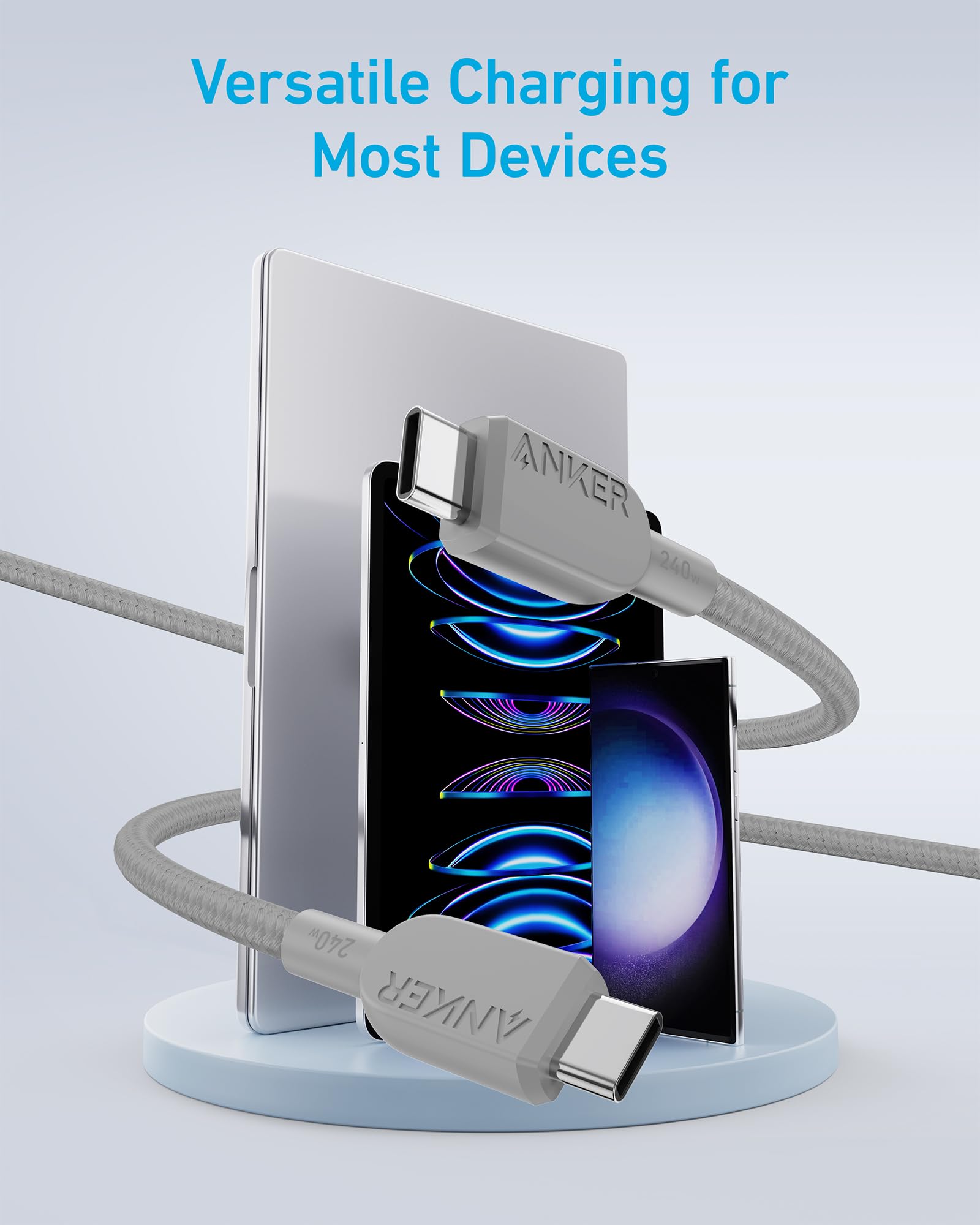 Anker 240W Usb C To Usb C Cable (2Pack,3Ft), Usb C Charger Cable Fast Charge For Iphone 15, Macbook Pro 2020, Ipad Pro 2020, Ipa