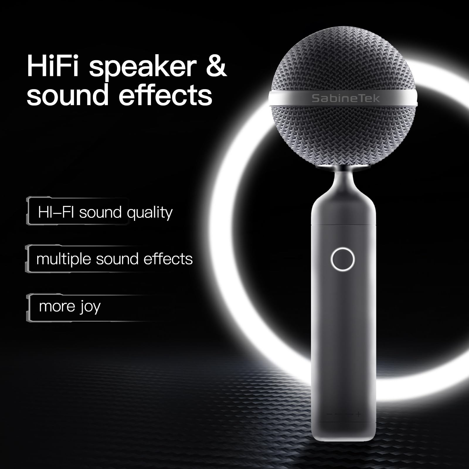 Sabinetek Wireless Bluetooth Karaoke Microphone,Multiple Sound Effects, Chip Noise Reduction,Portable Handheld Mic Speaker For A