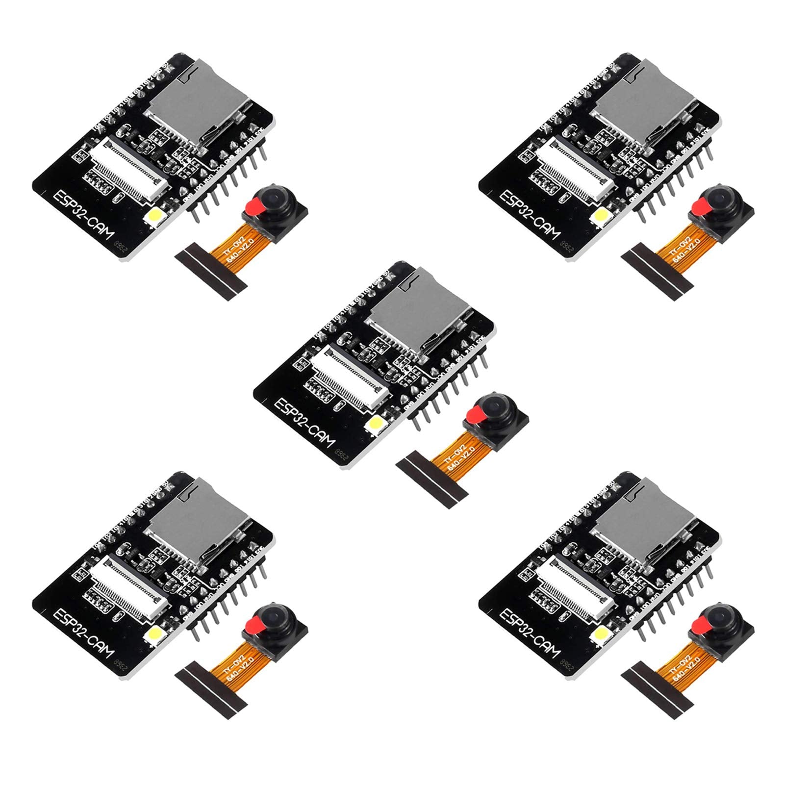 Aitrip 5 Pack Esp32 Cam Wifi + Bluetooth Module Development Board With Ov2640 Camera Modulew For Arduino Raspberry Pi