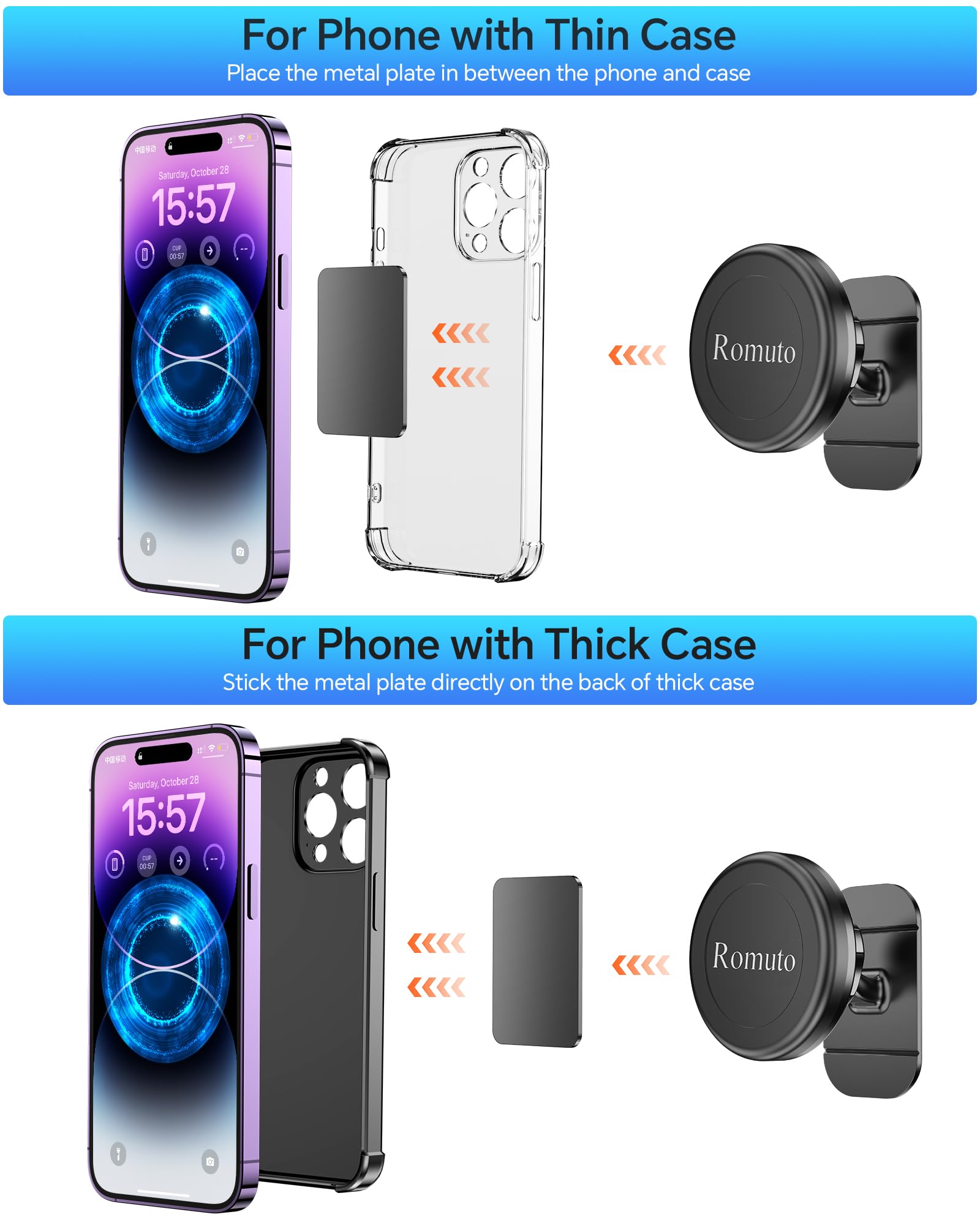 ?2-Pack?Magnetic Phone Holder For Car, [Strong Magnet] Magnetic Phone Mount For Car [ 4 Plate] Iphone Magnetic Car Phone Holder