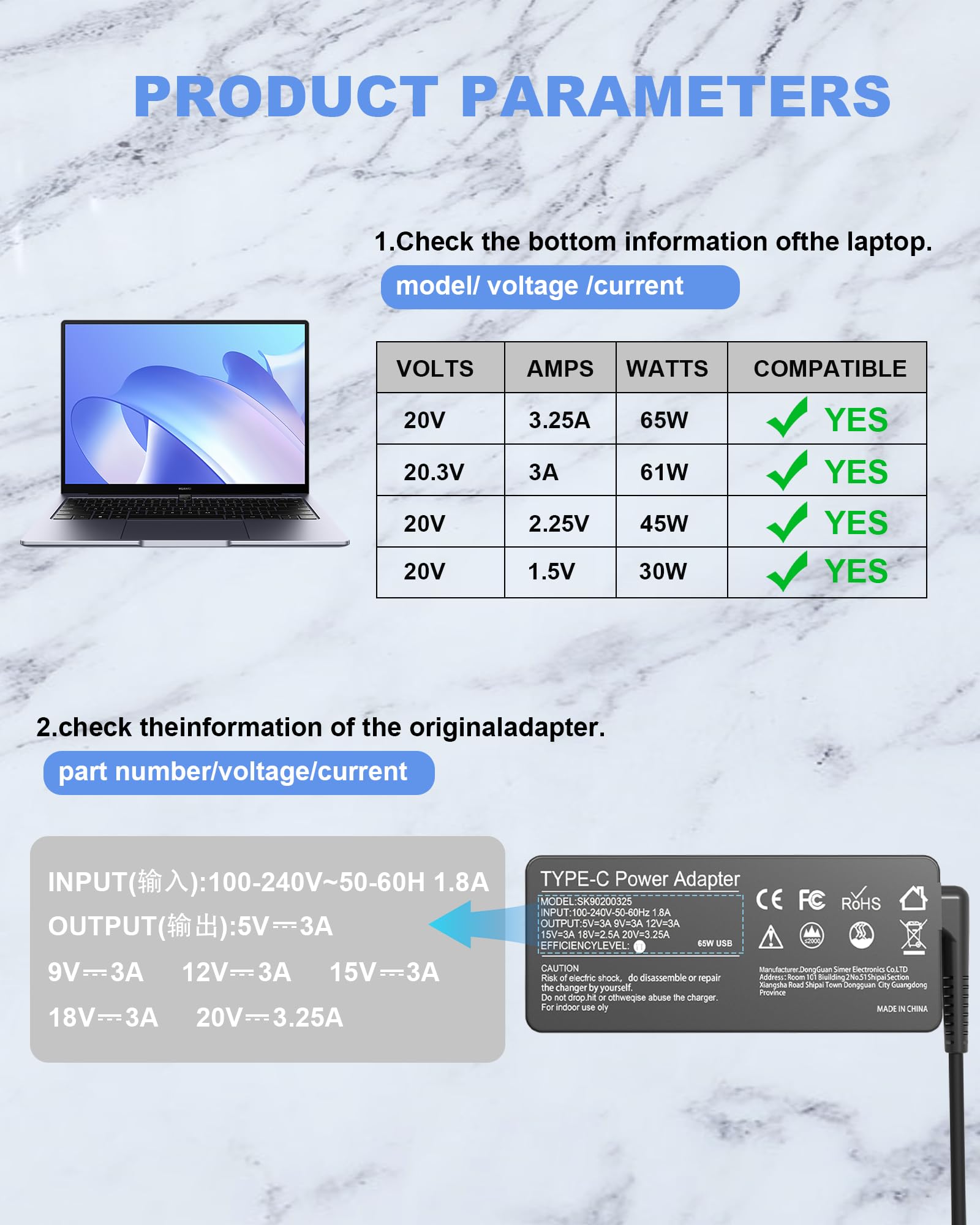 65W 45W Usb C Laptop Charger For Lenovo Type C Computer Power Adapter Cord   Thinkpad X1 Carbon T480 T490 T480S T490S T580 T590